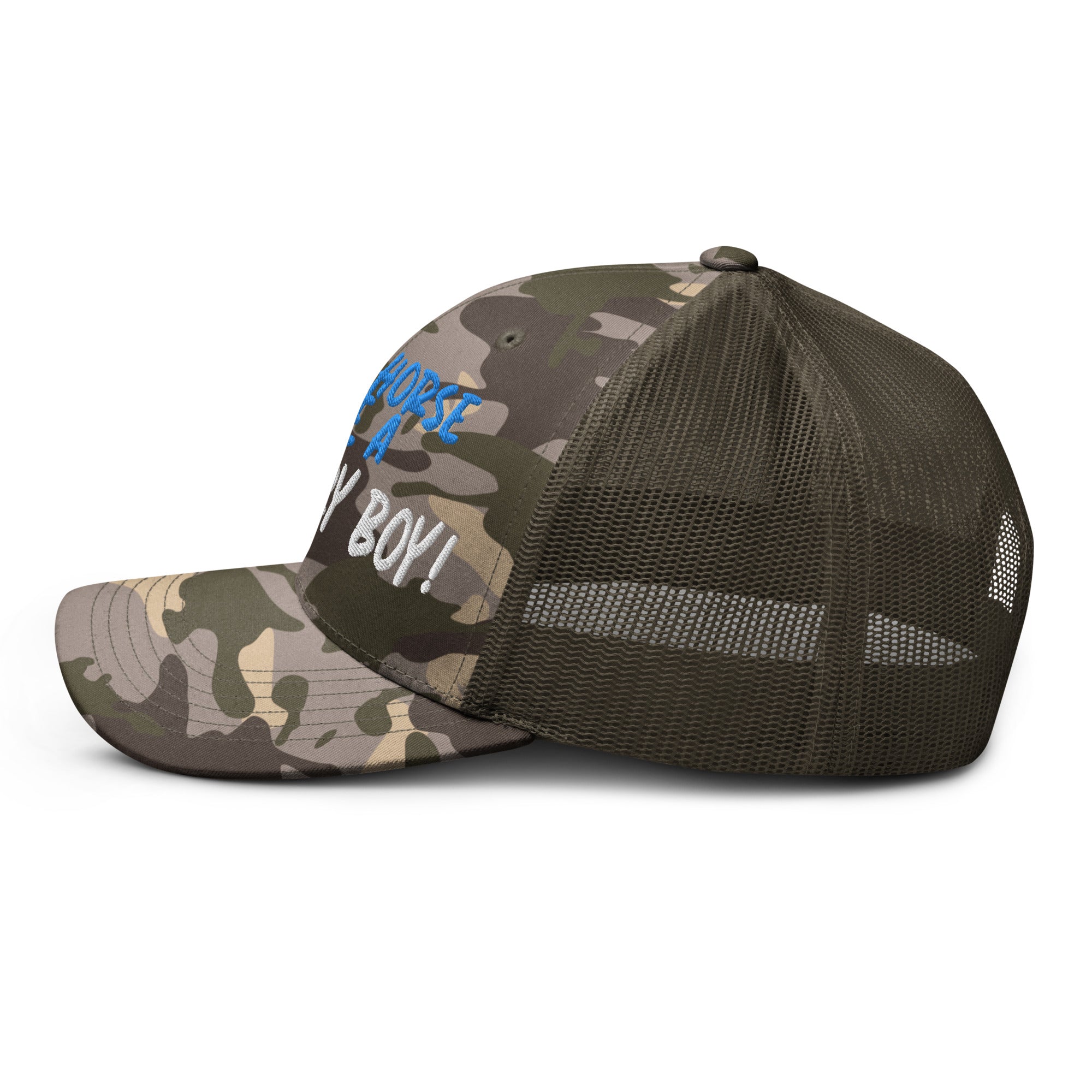 Save A Horse Camo Trucker Hat - Blue Print - Country Boi Fly