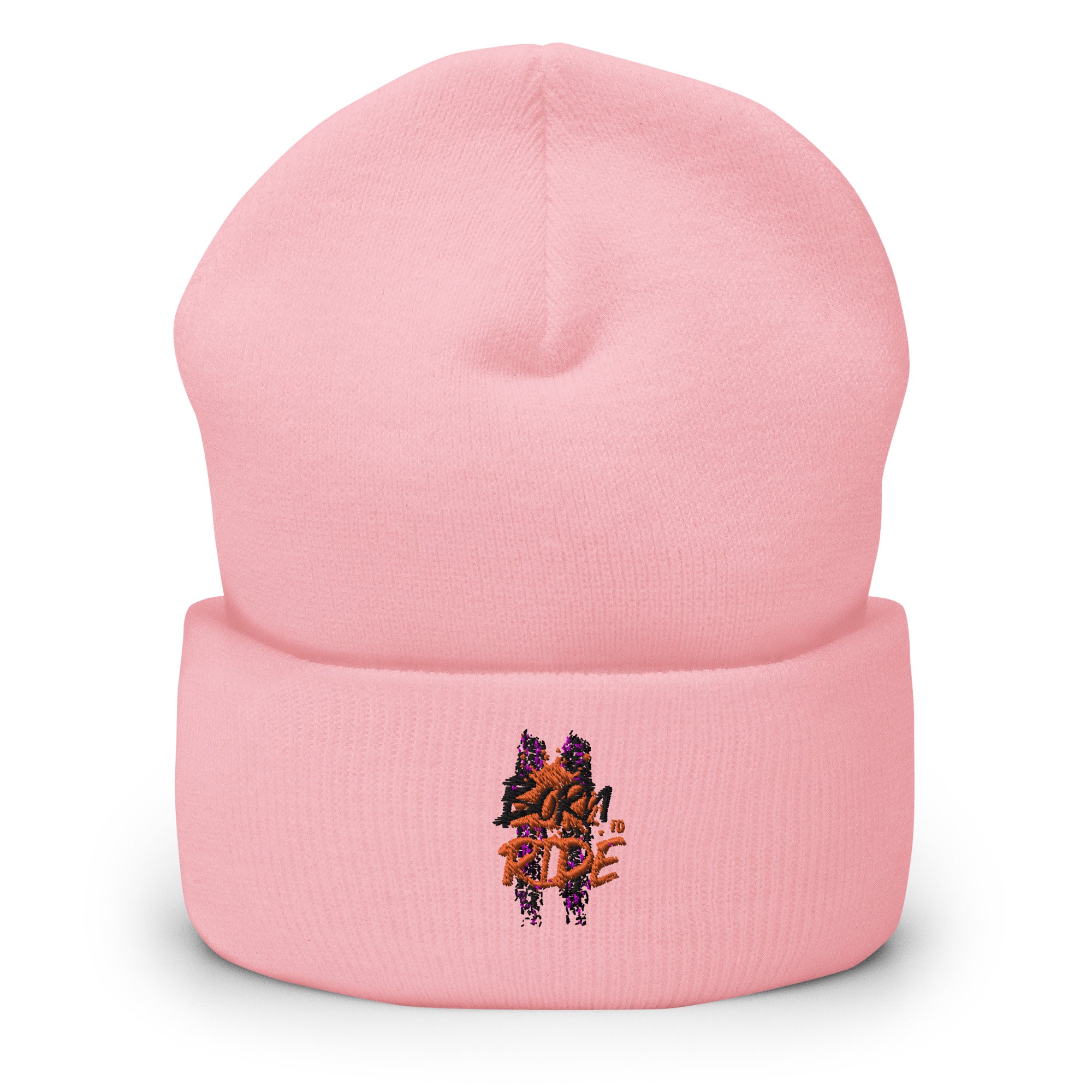 Born to Ride Cuffed Beanie - Pink