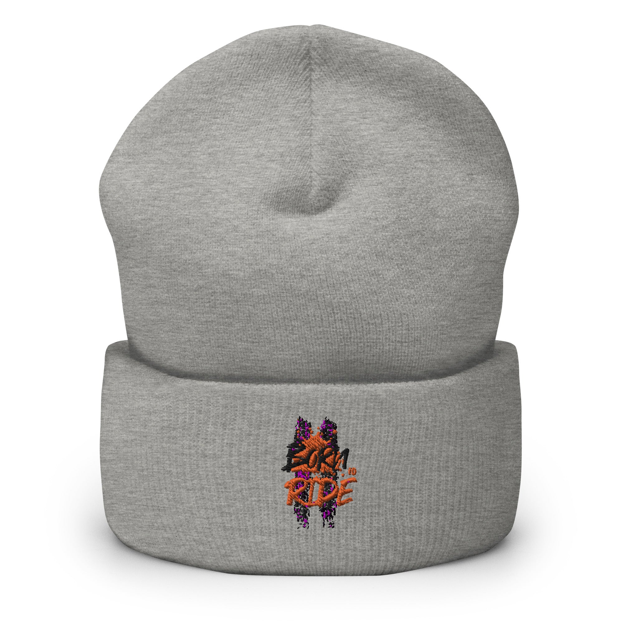 Born to Ride Cuffed Beanie - Light Gray