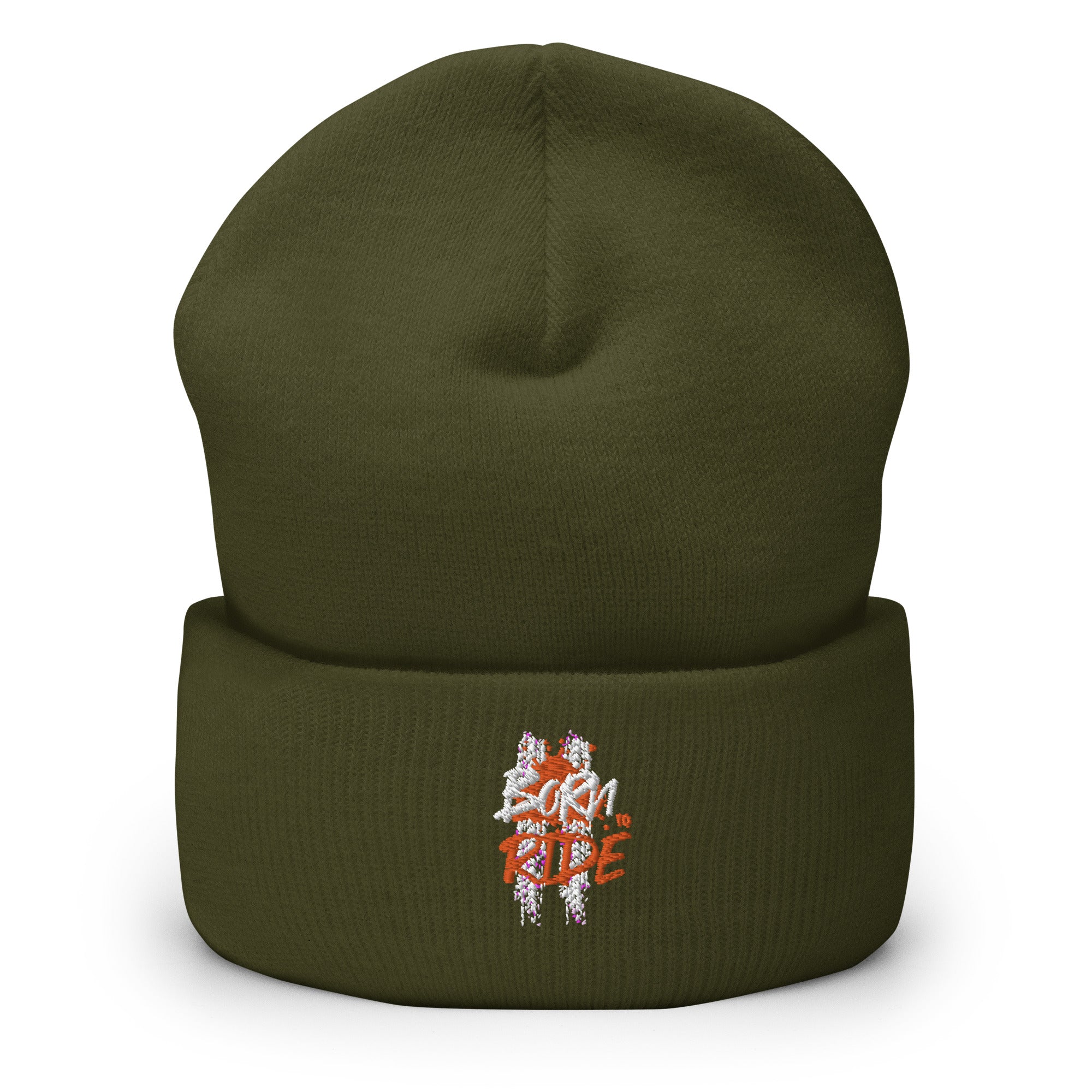 Born to Ride Cuffed Beanie - Olive