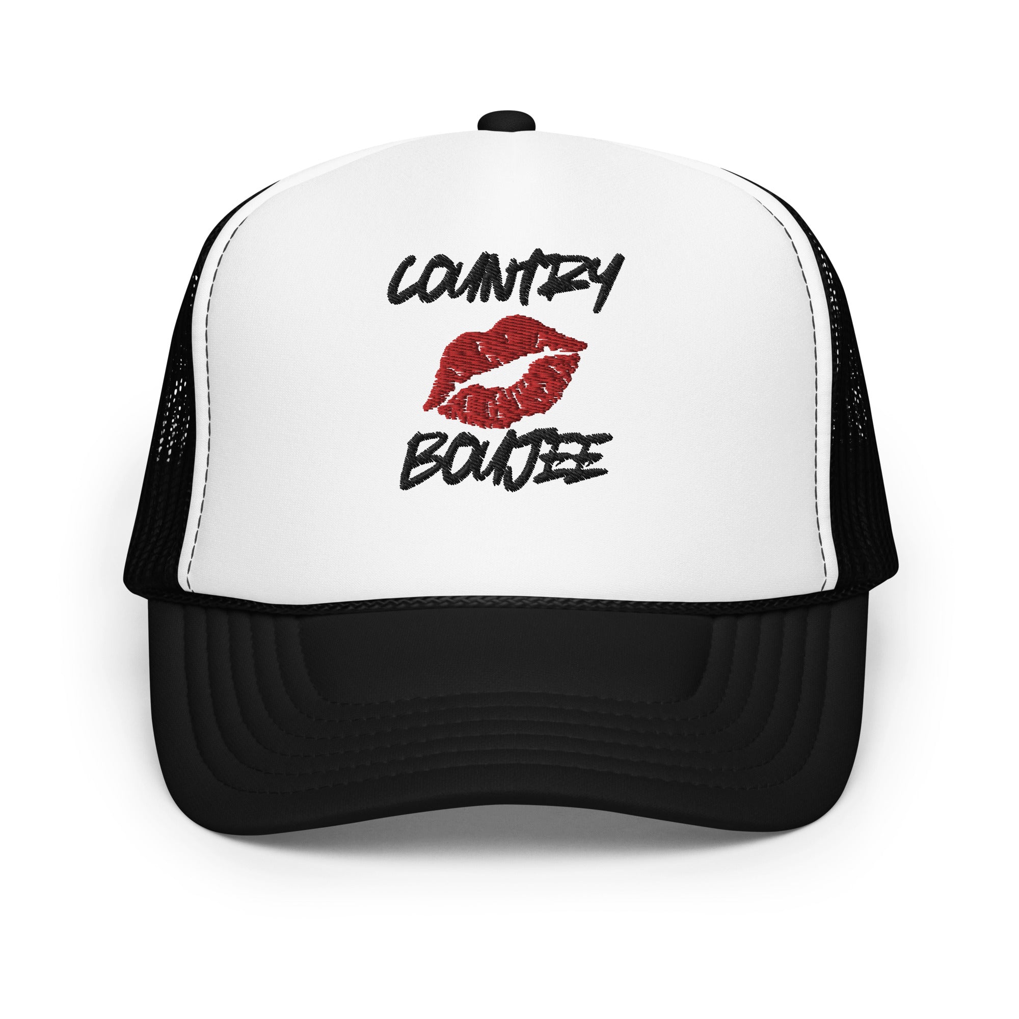 Country Boujee Foam Trucker Hat - White/Black - Country Boi Fly
