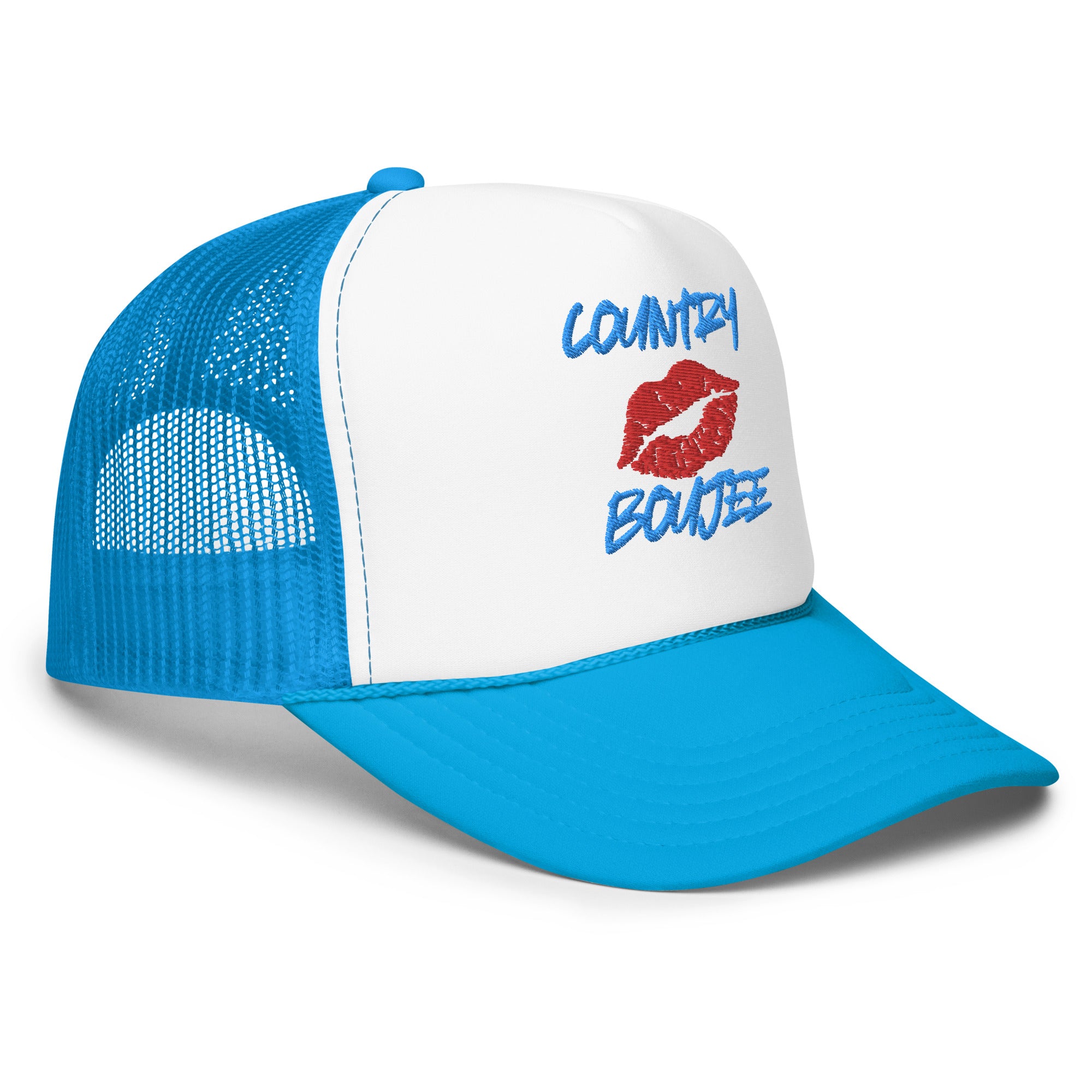 Country Boujee Foam Trucker Hat - Light Blue - Country Boi Fly