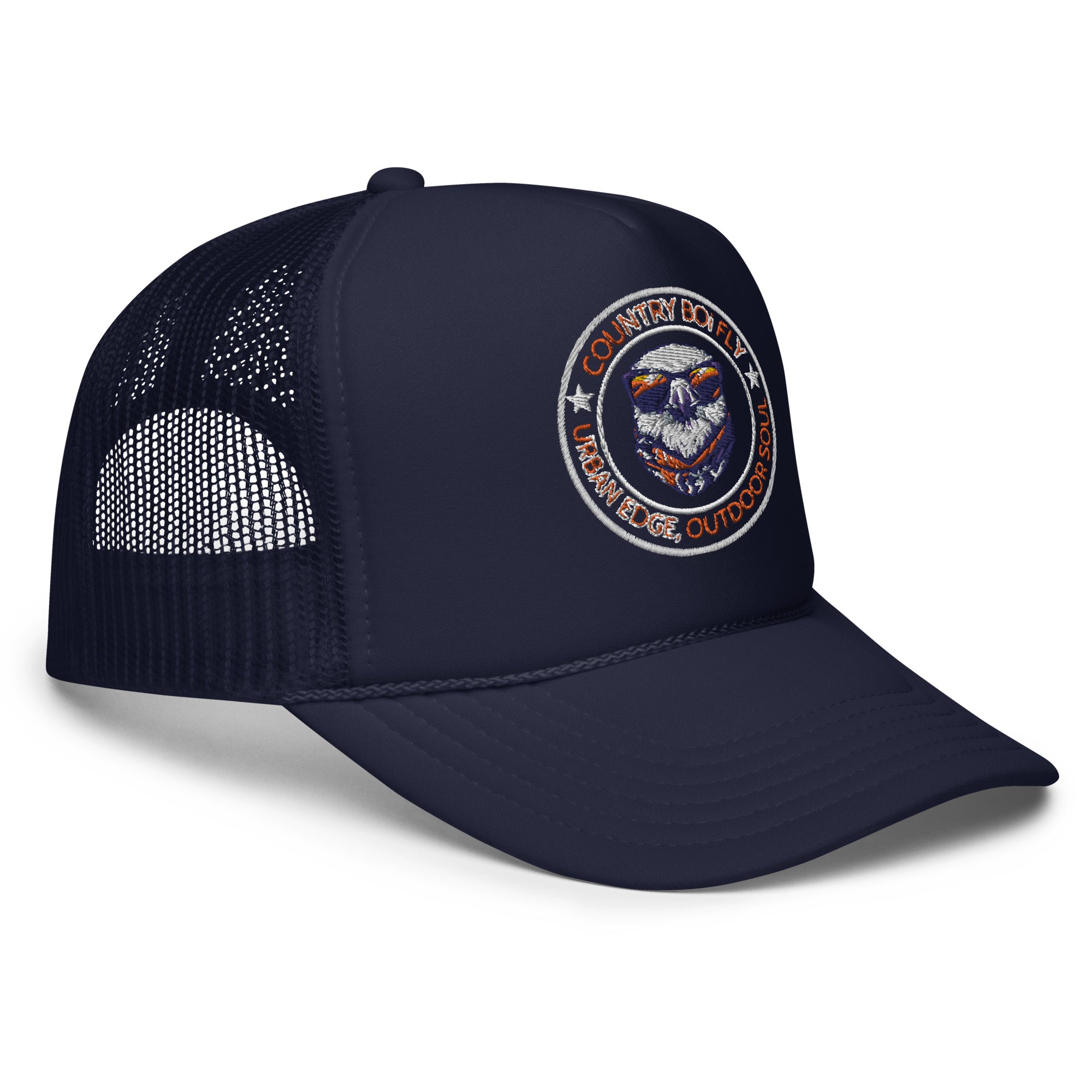 Country Boi Fly Foam Trucker Hat - Navy