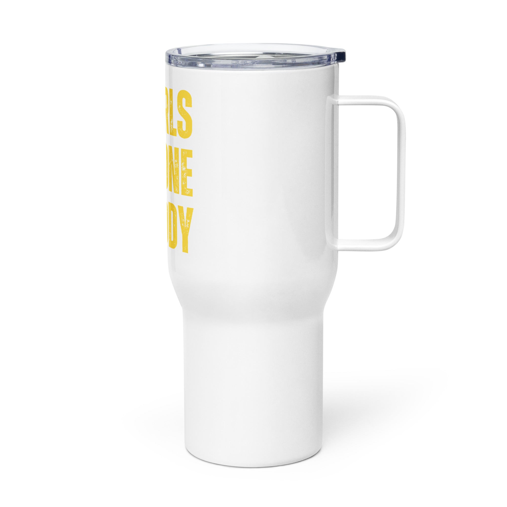 Girls Gone Muddy Travel Mug with Yellow Print