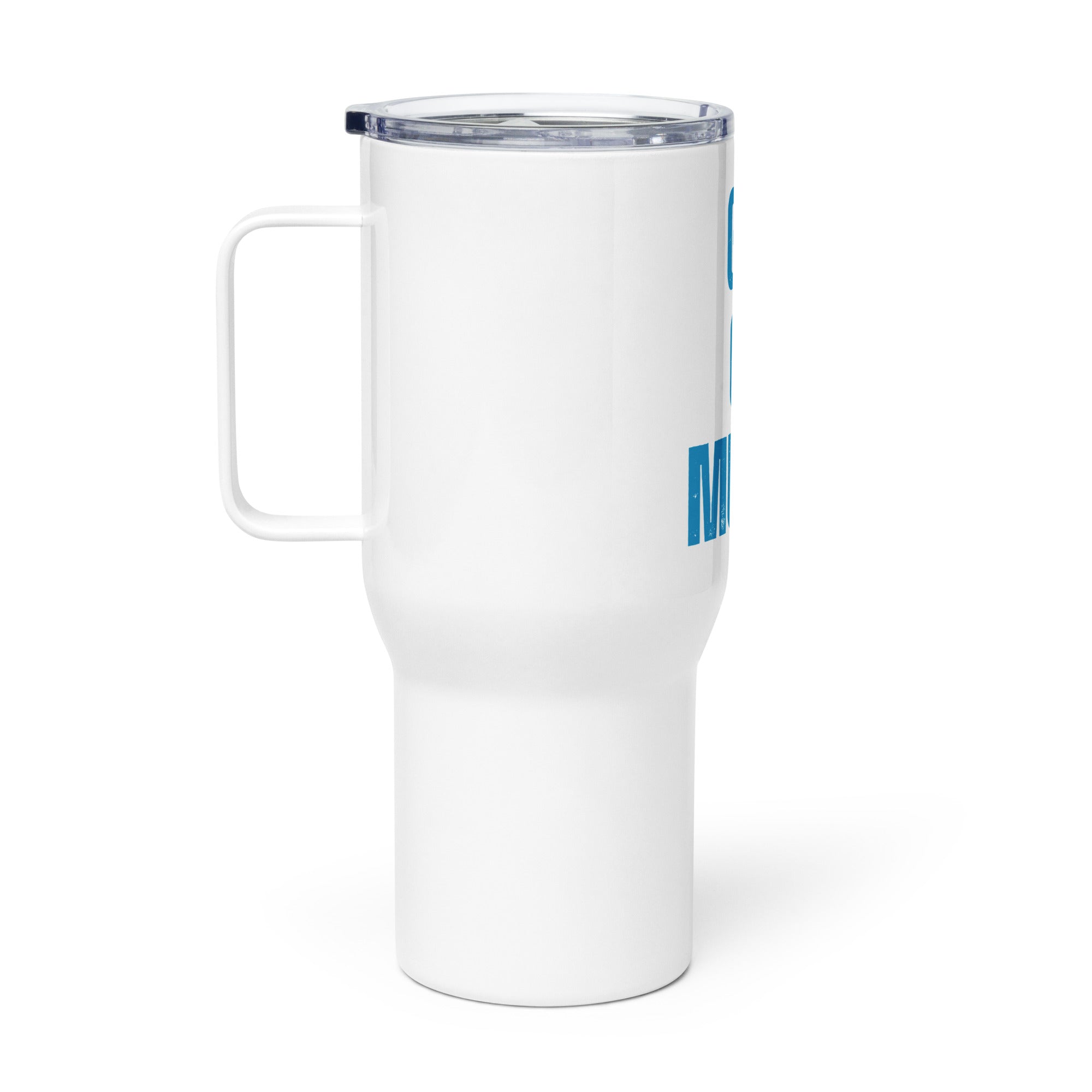 Girls Gone Muddy Travel Mug with Teal Blue Print
