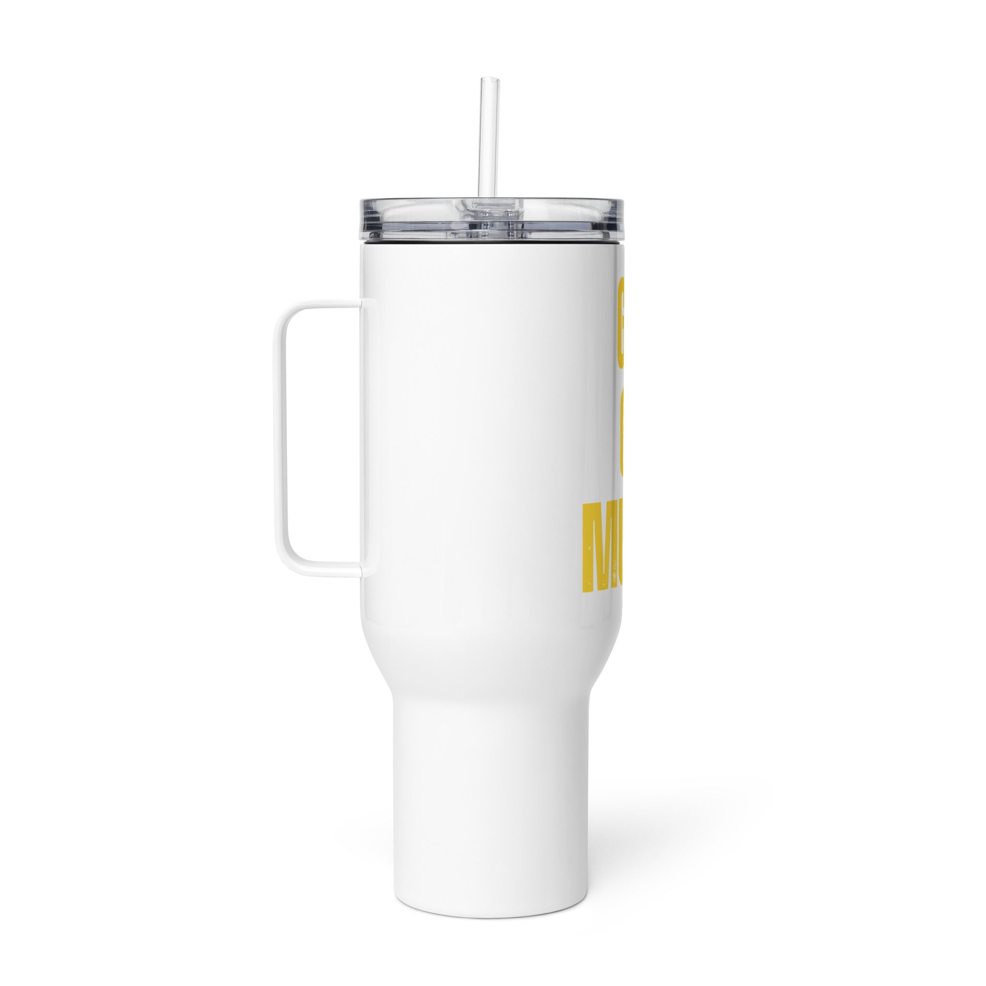 Girls Gone Muddy Travel Mug with Yellow Print