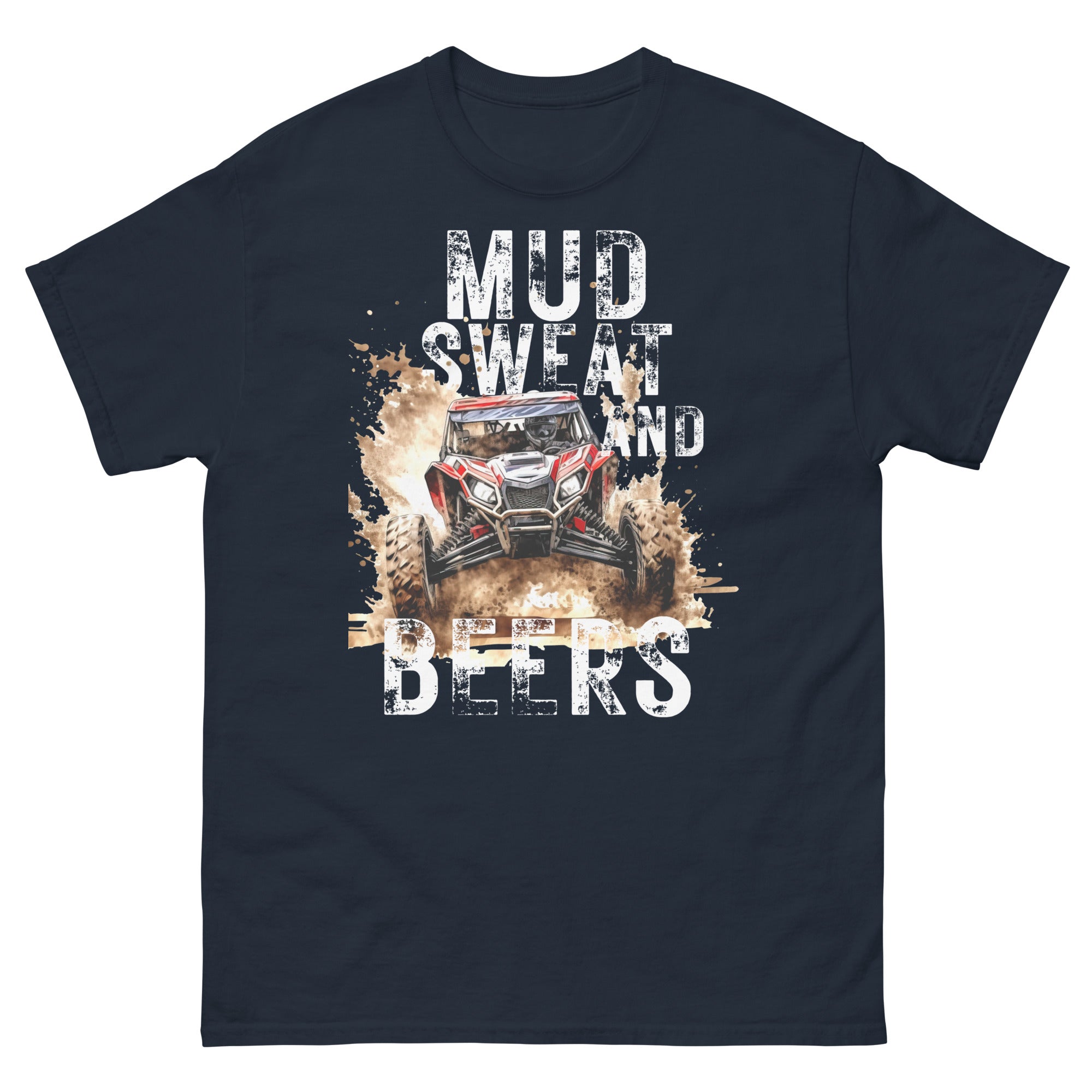 Mud, Sweat, and Beers Unisex Classic Tee - Navy with White Print - Country Boi Fly