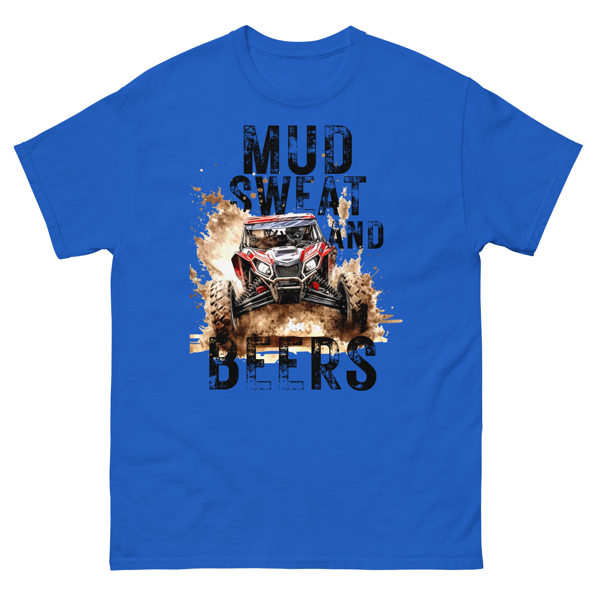 Mud, Sweat, and Beers Unisex Classic Tee - Royal Blue with Black Print - Country Boi Fly