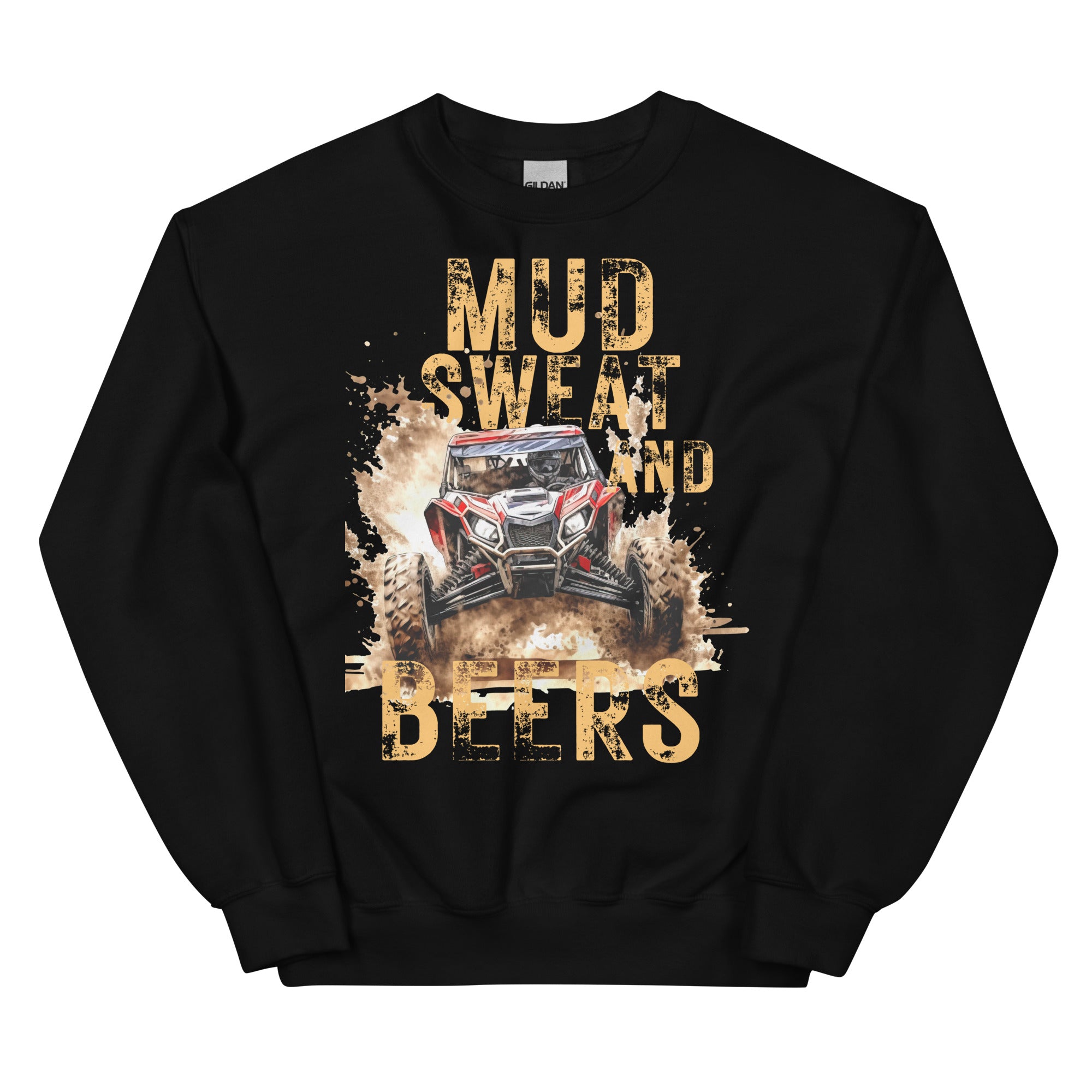 Mud, Sweat, and Beers Unisex Sweatshirt - Black with Peach Print - Country Boi Fly