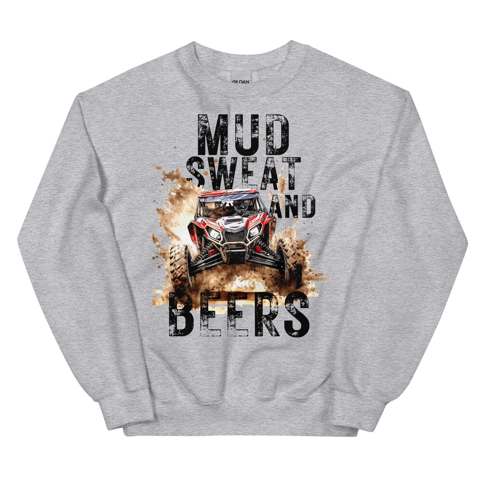 Mud, Sweat, and Beers Unisex Sweatshirt - Gray with Black Print - Country Boi Fly