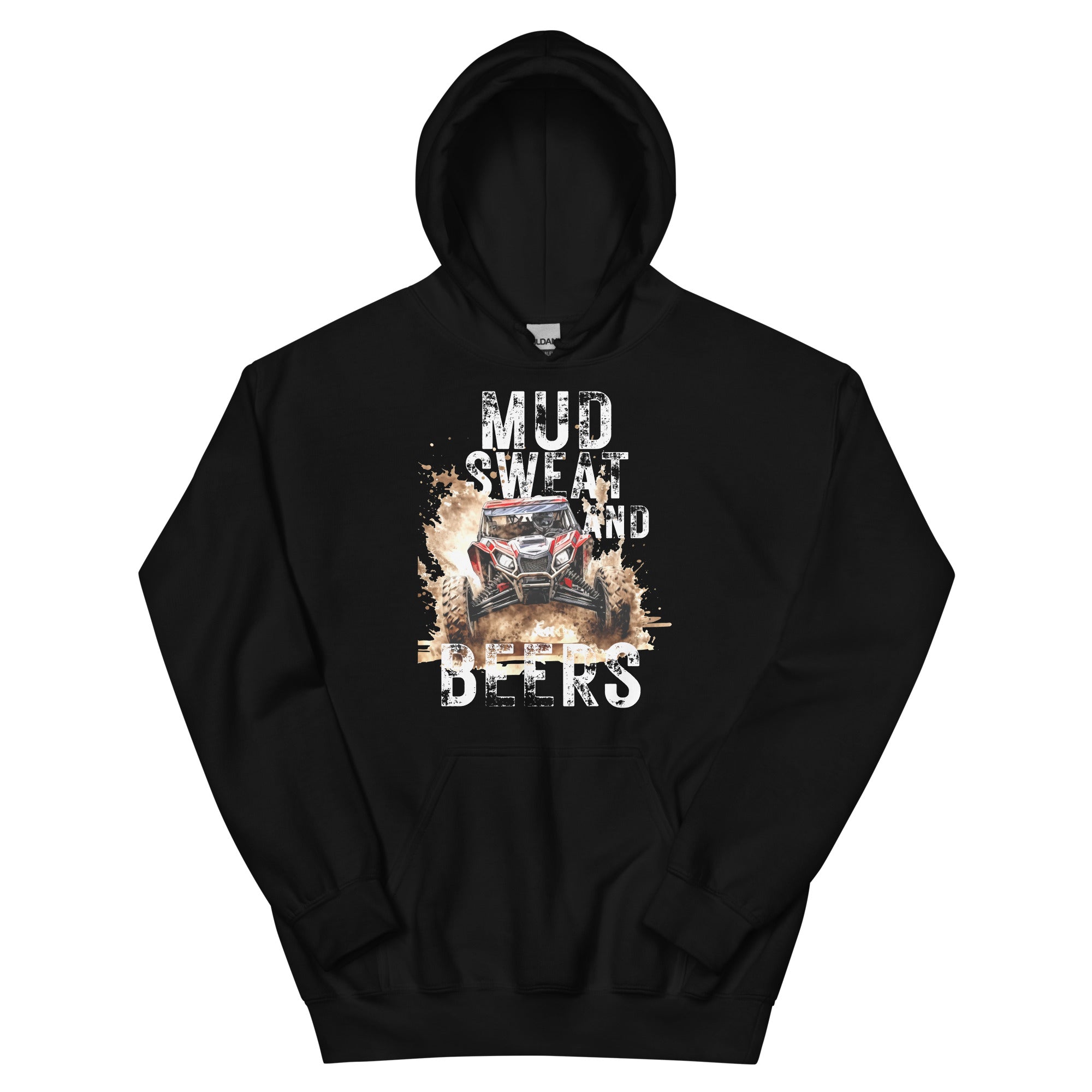 Mud, Sweat, and Beers Unisex Hoodie - Black with White Print - Country Boi Fly