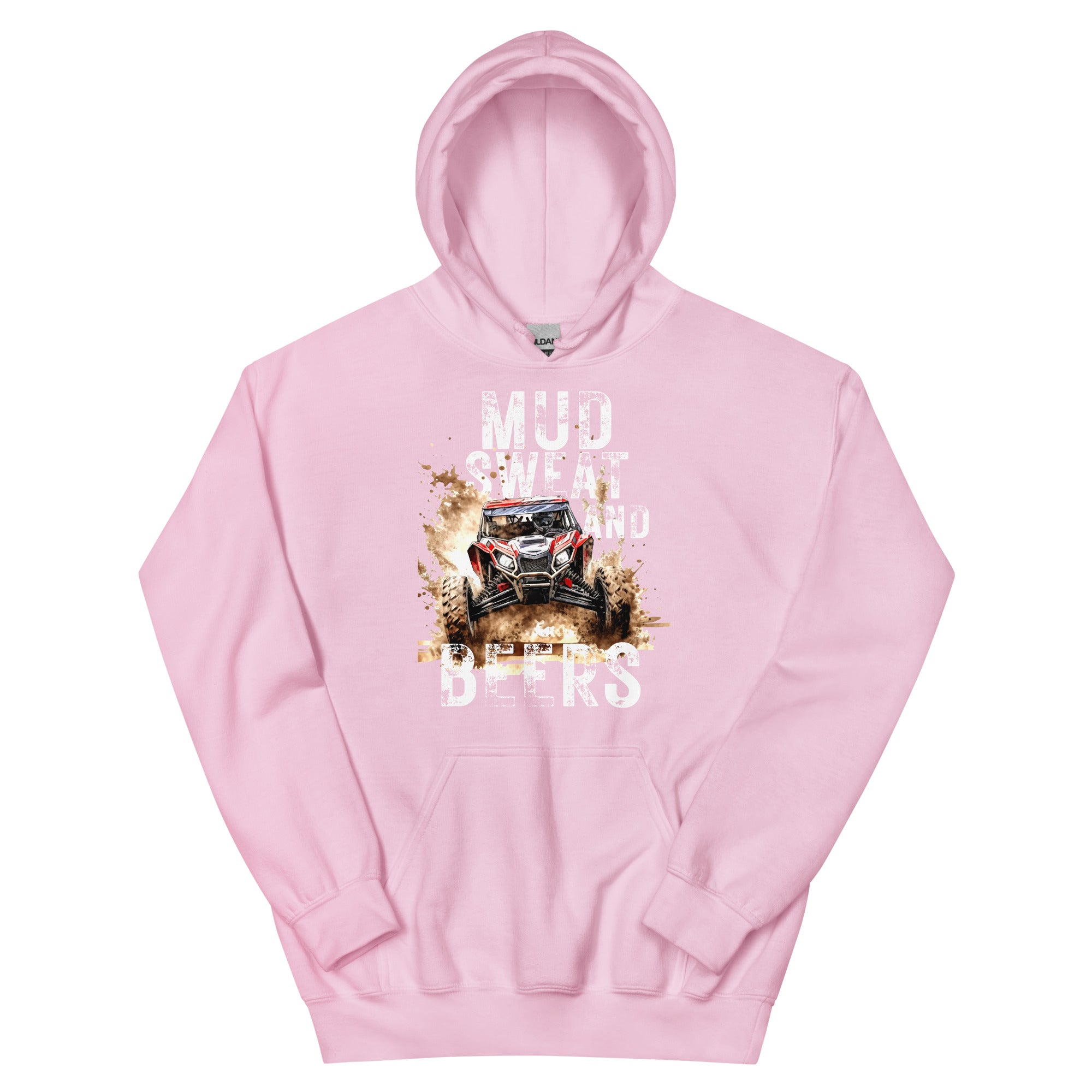 Mud, Sweat, and Beers Unisex Hoodie - Pink with White Print - Country Boi Fly