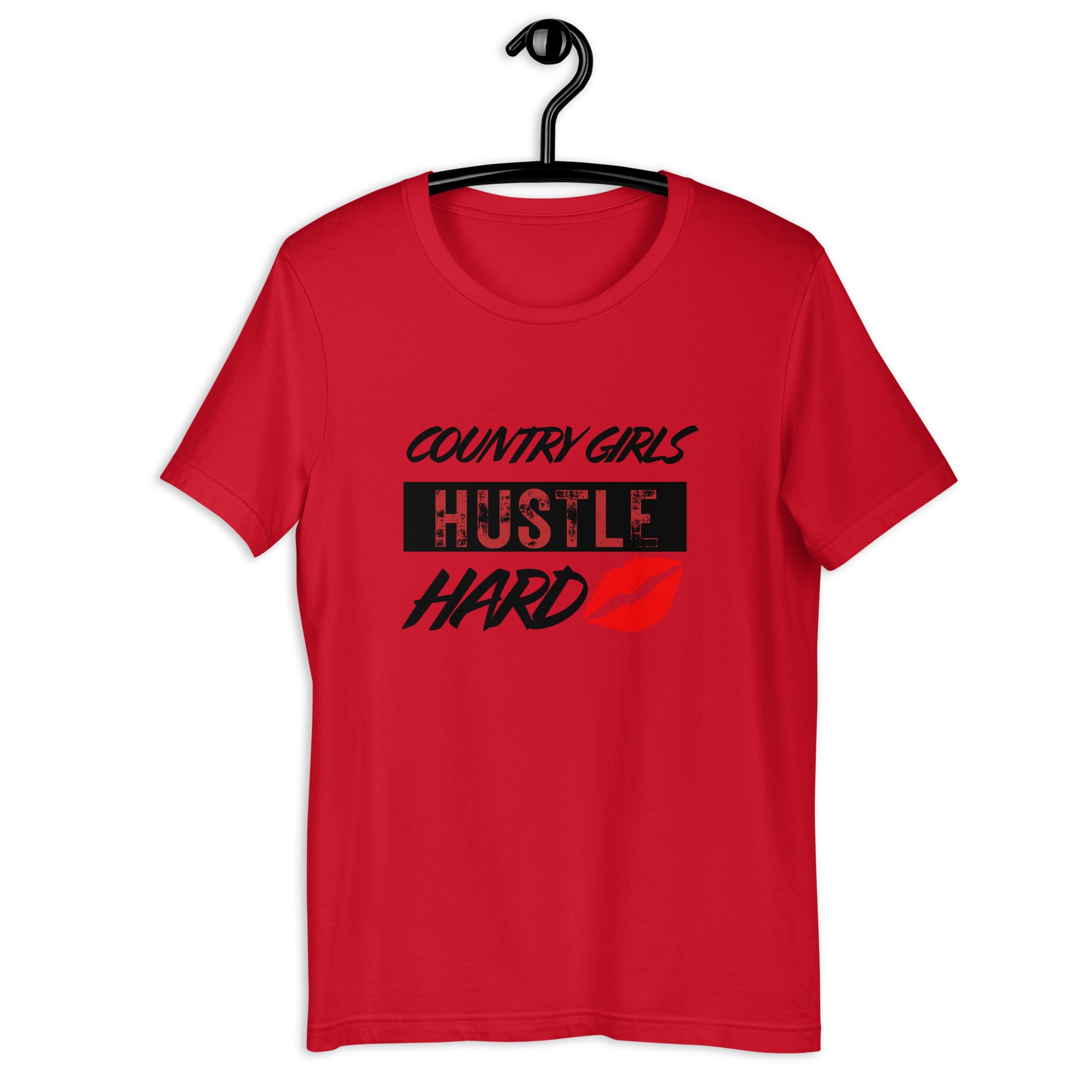 Country Girls Hustle Hard Unisex Tee - Red - Country Boi Fly