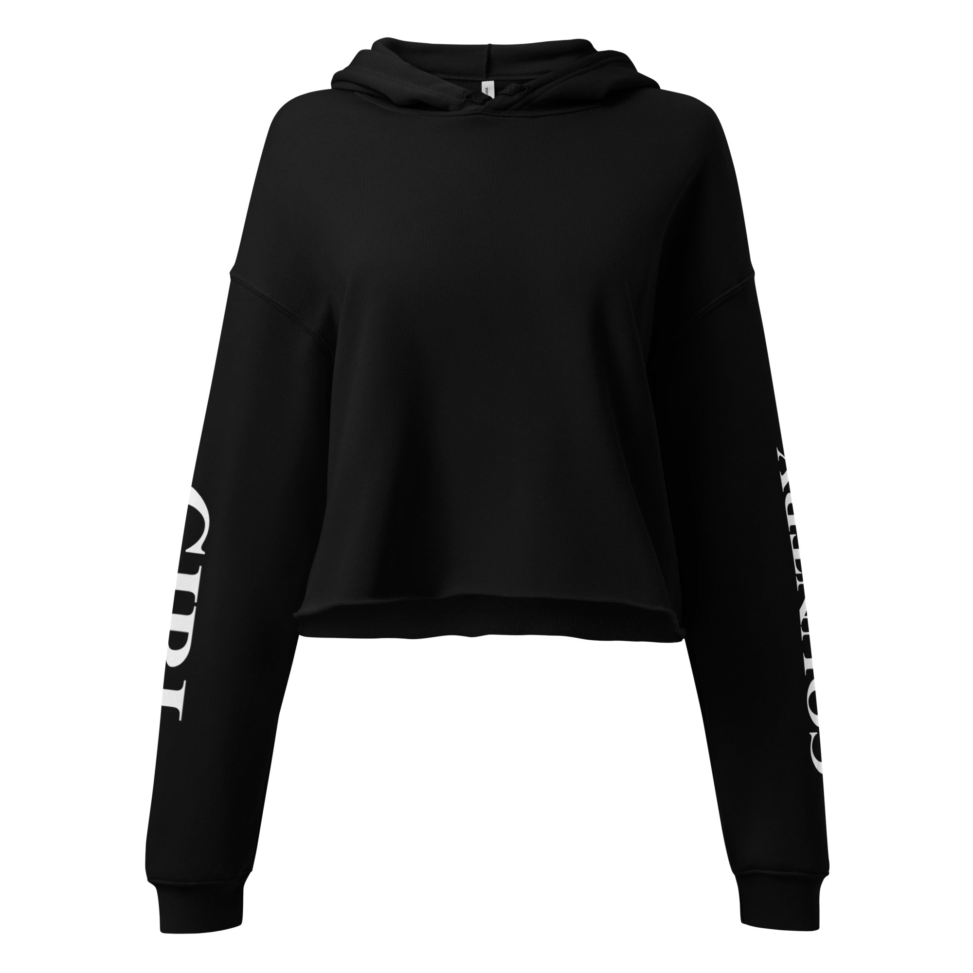 Country Girl Fly Cropped Hoodie - Black