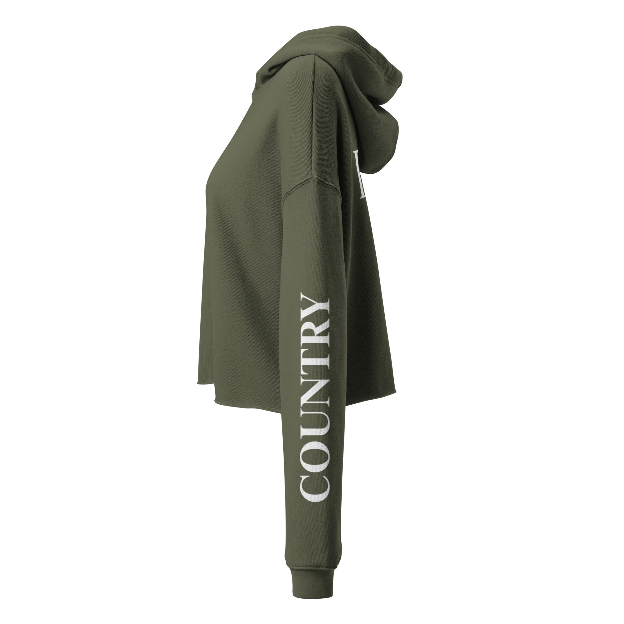Country Girl Fly Cropped Hoodie - Military Green