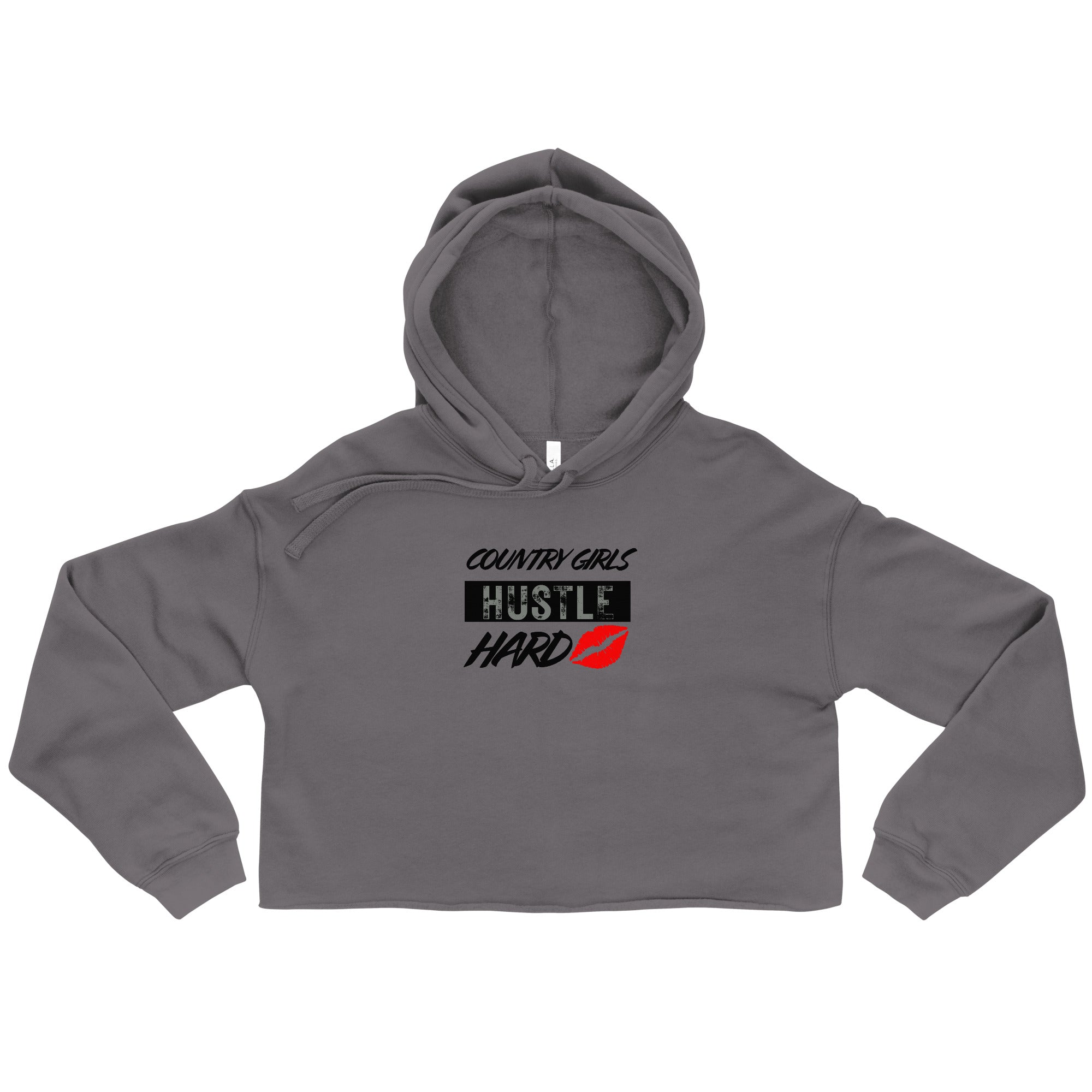 Country Girls Hustle Hard Crop Hoodie - Gray - Country Boi Fly