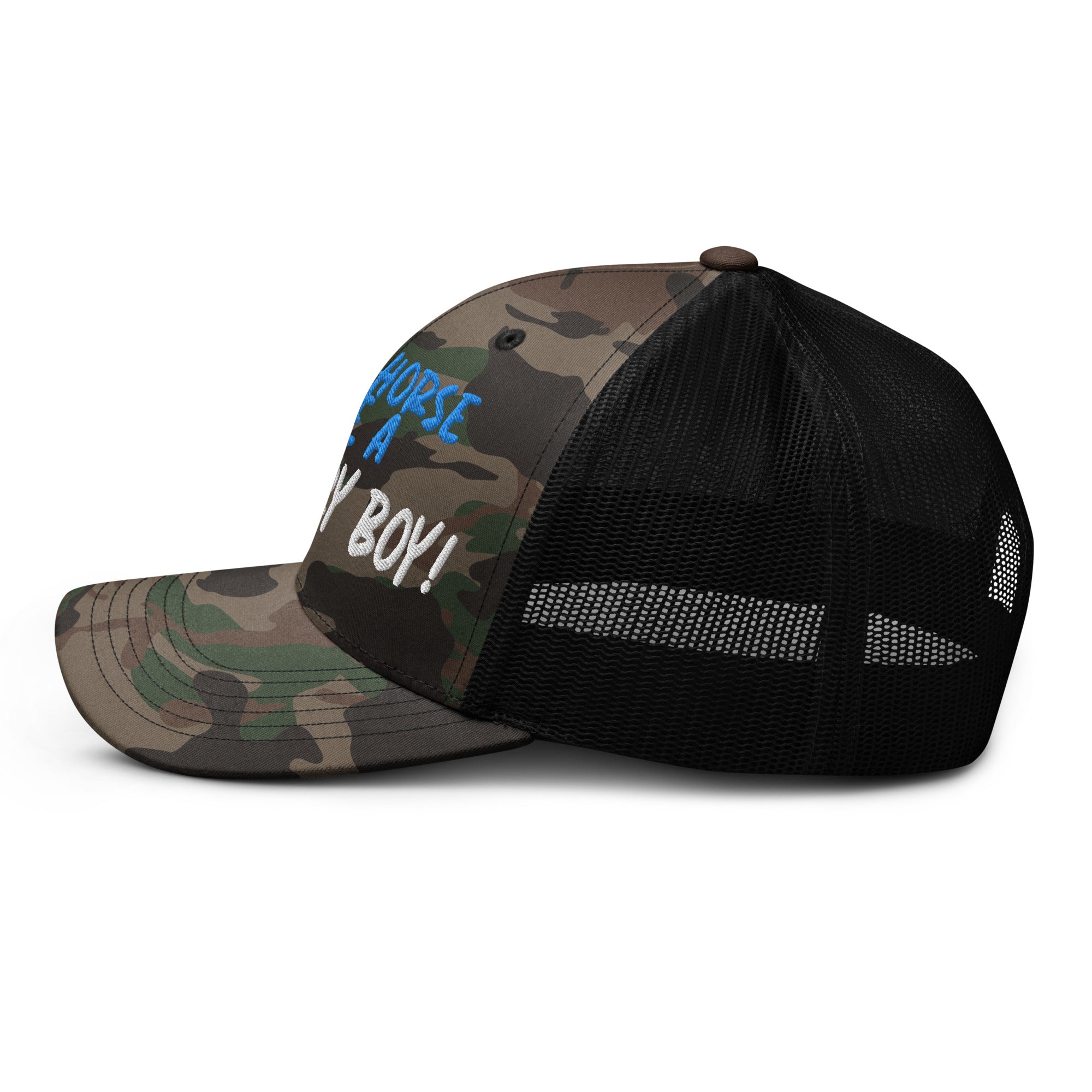 Save A Horse Camo Trucker Hat - Blue Print - Country Boi Fly
