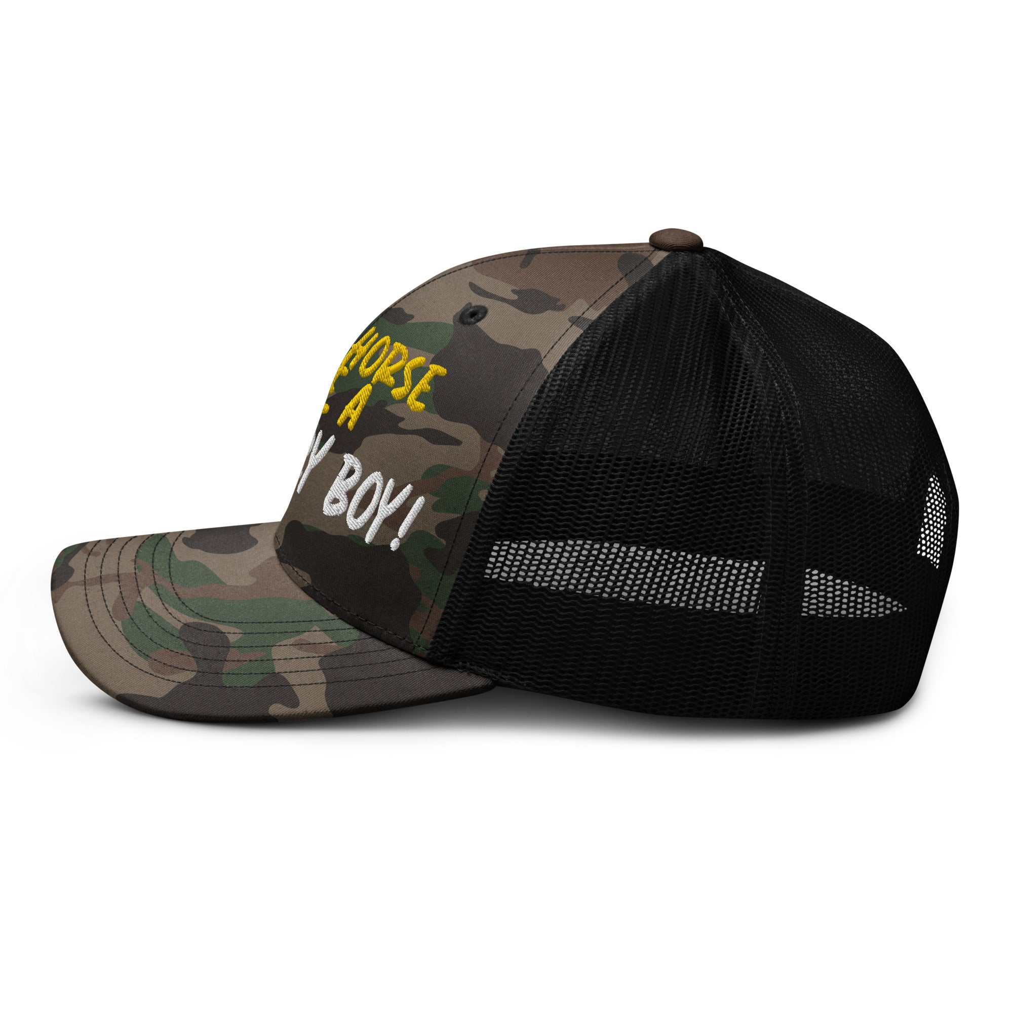 Save A Horse Camo Trucker Hat - Burnt Orange Print - Country Boi Fly