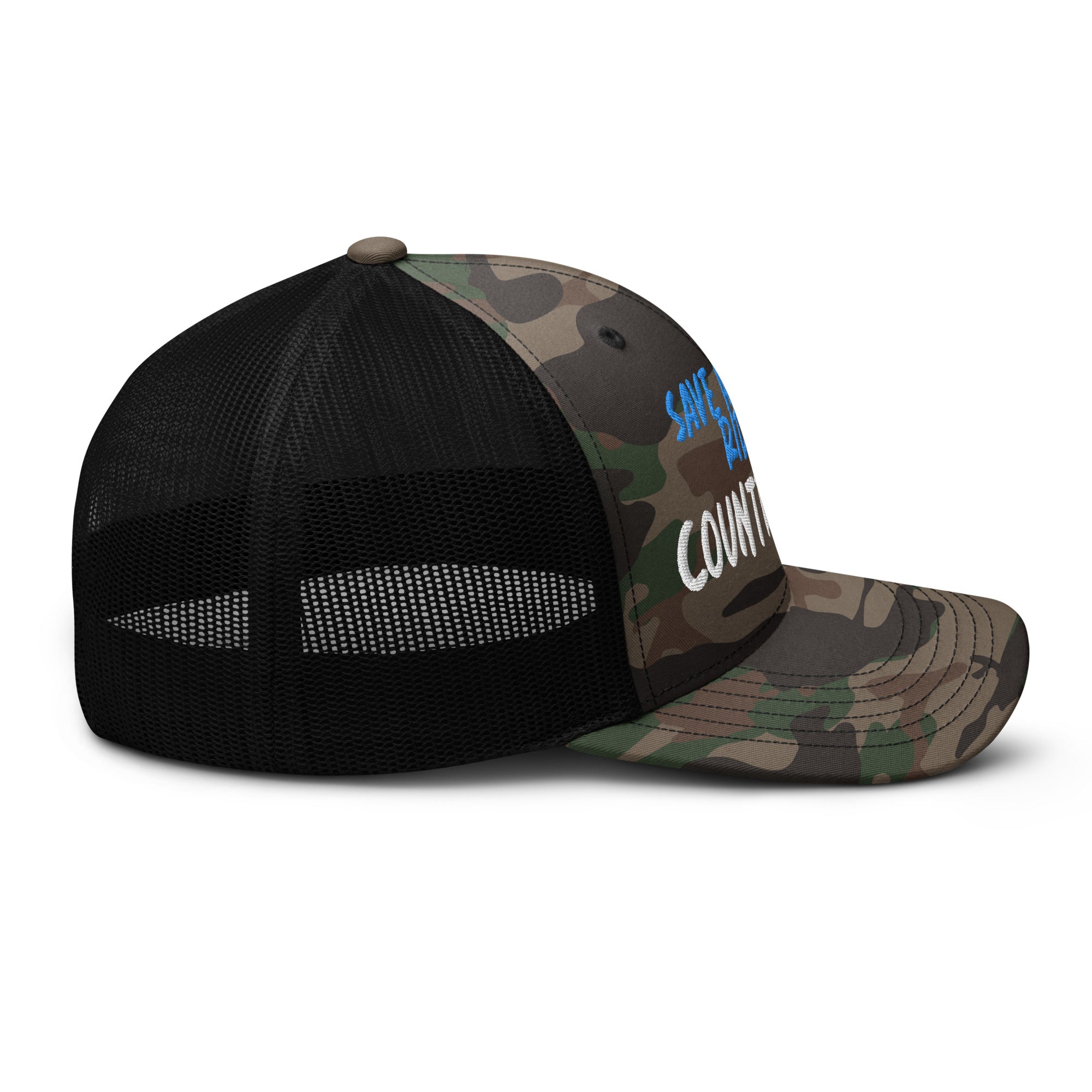 Save A Horse Camo Trucker Hat - Blue Print - Country Boi Fly