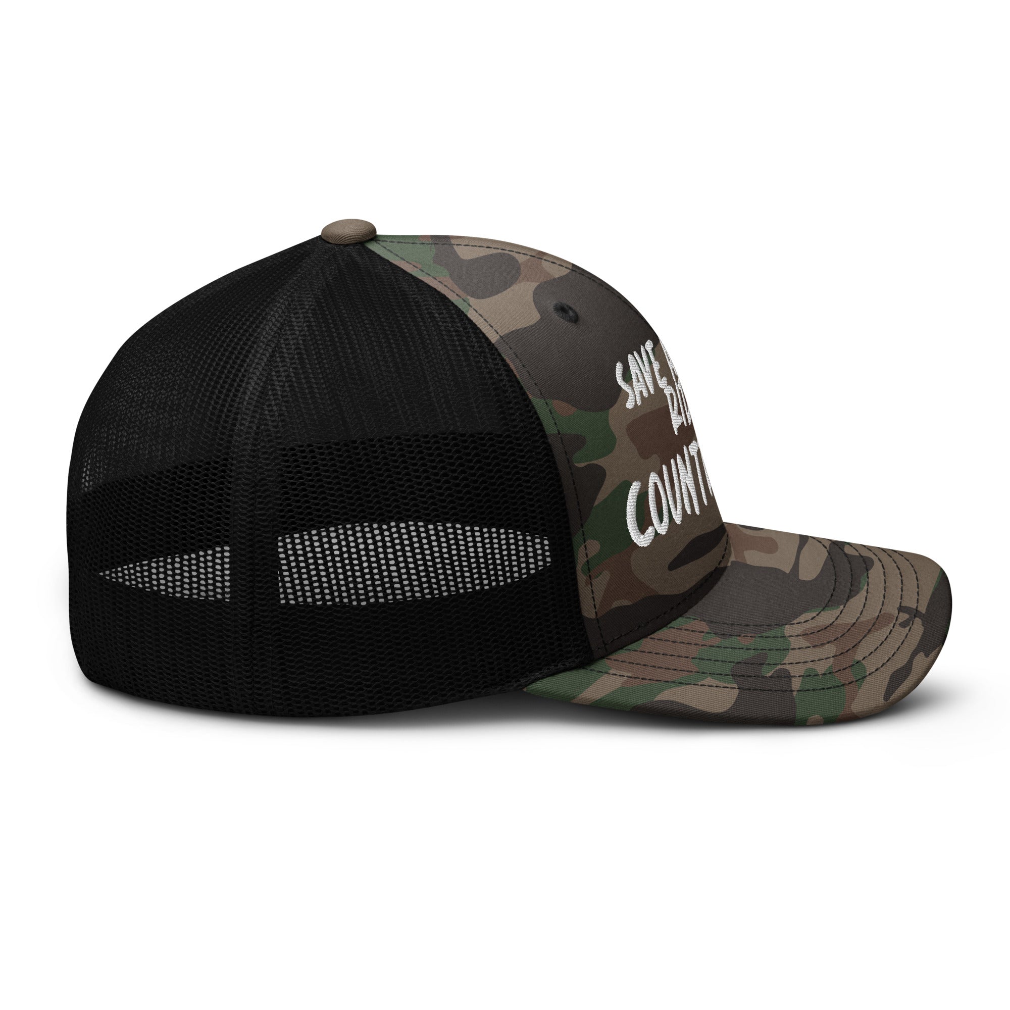 Save A Horse Camo Trucker Hat - White Print - Country Boi Fly