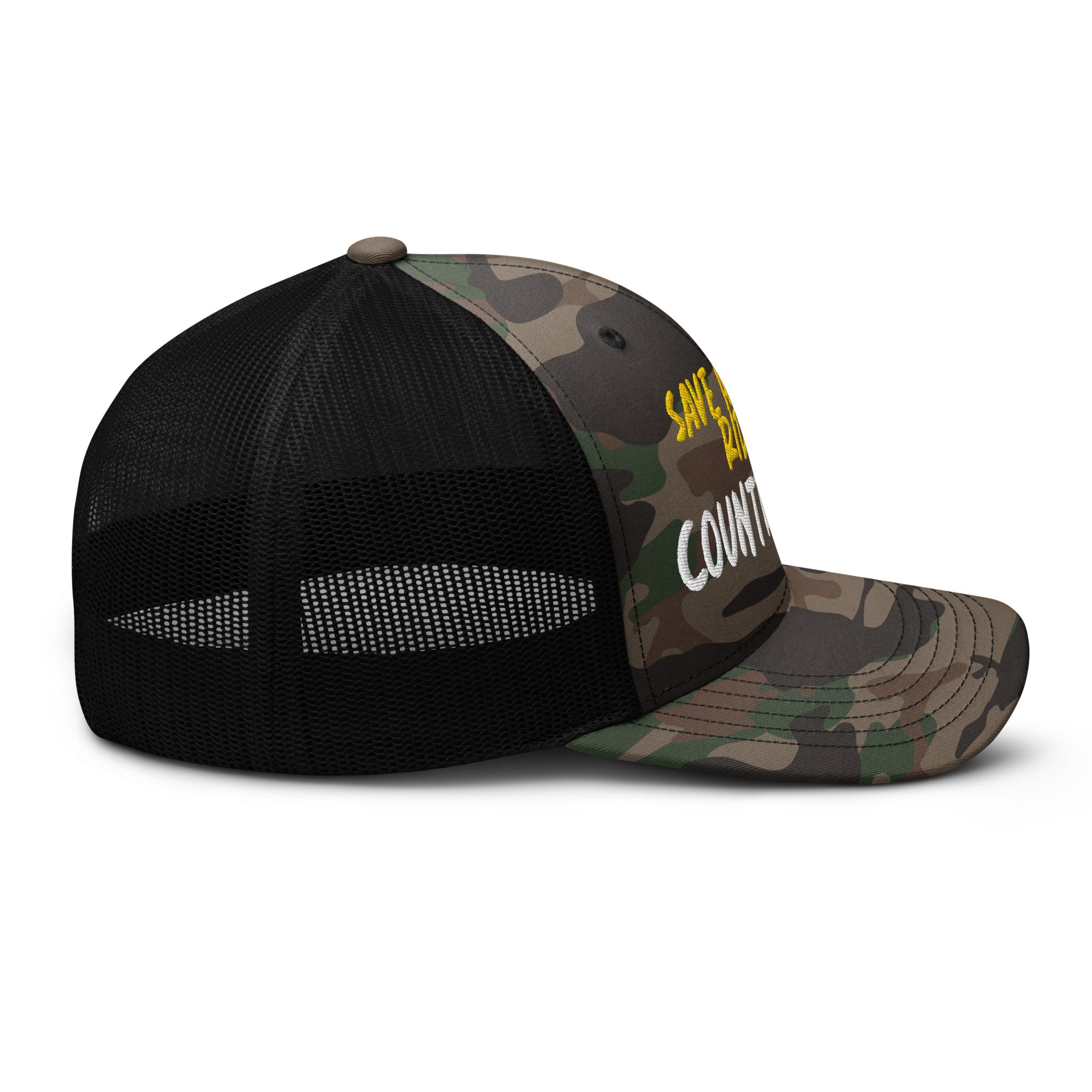 Save A Horse Camo Trucker Hat - Burnt Orange Print - Country Boi Fly
