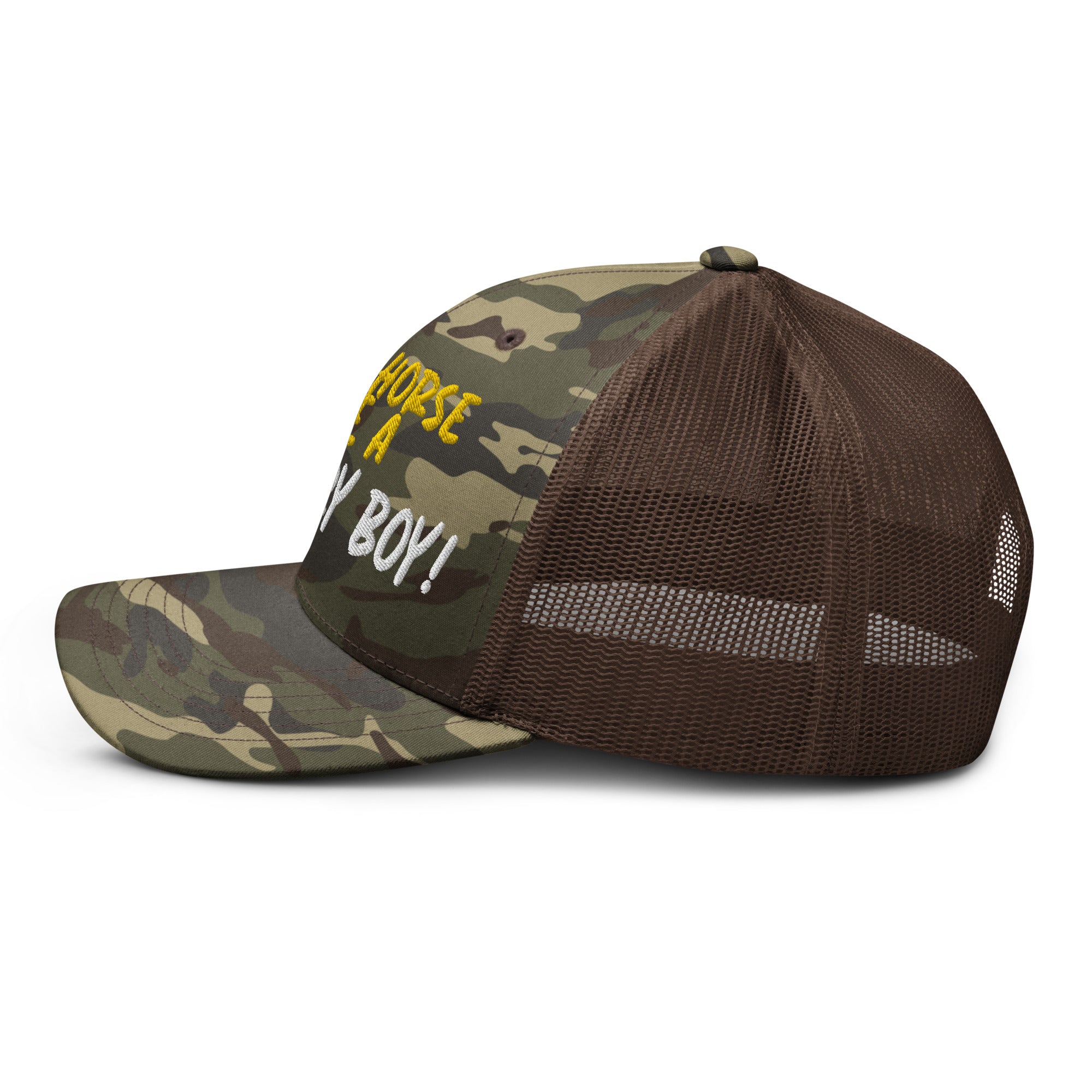 Save A Horse Camo Trucker Hat - Burnt Orange Print - Country Boi Fly