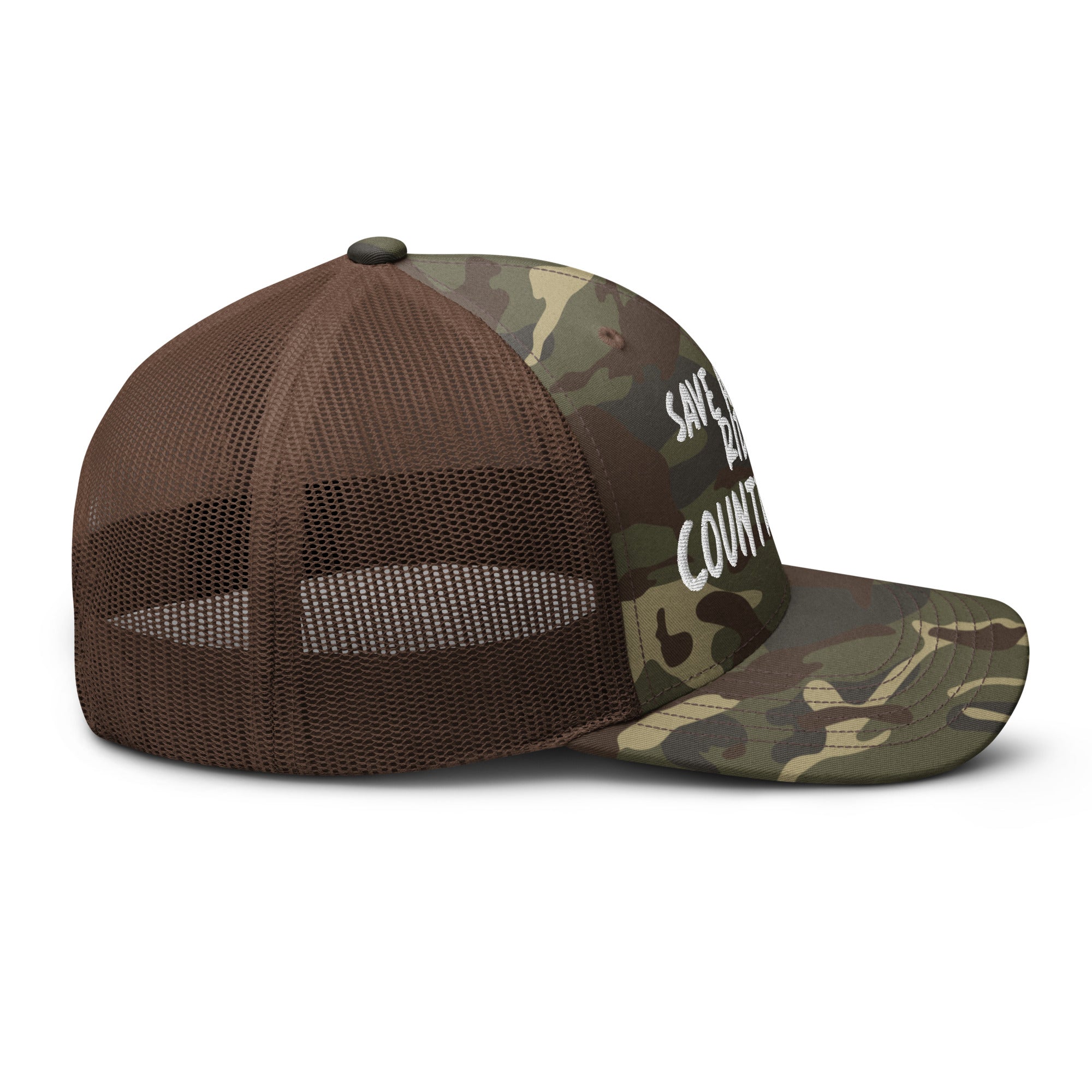 Save A Horse Camo Trucker Hat - White Print - Country Boi Fly