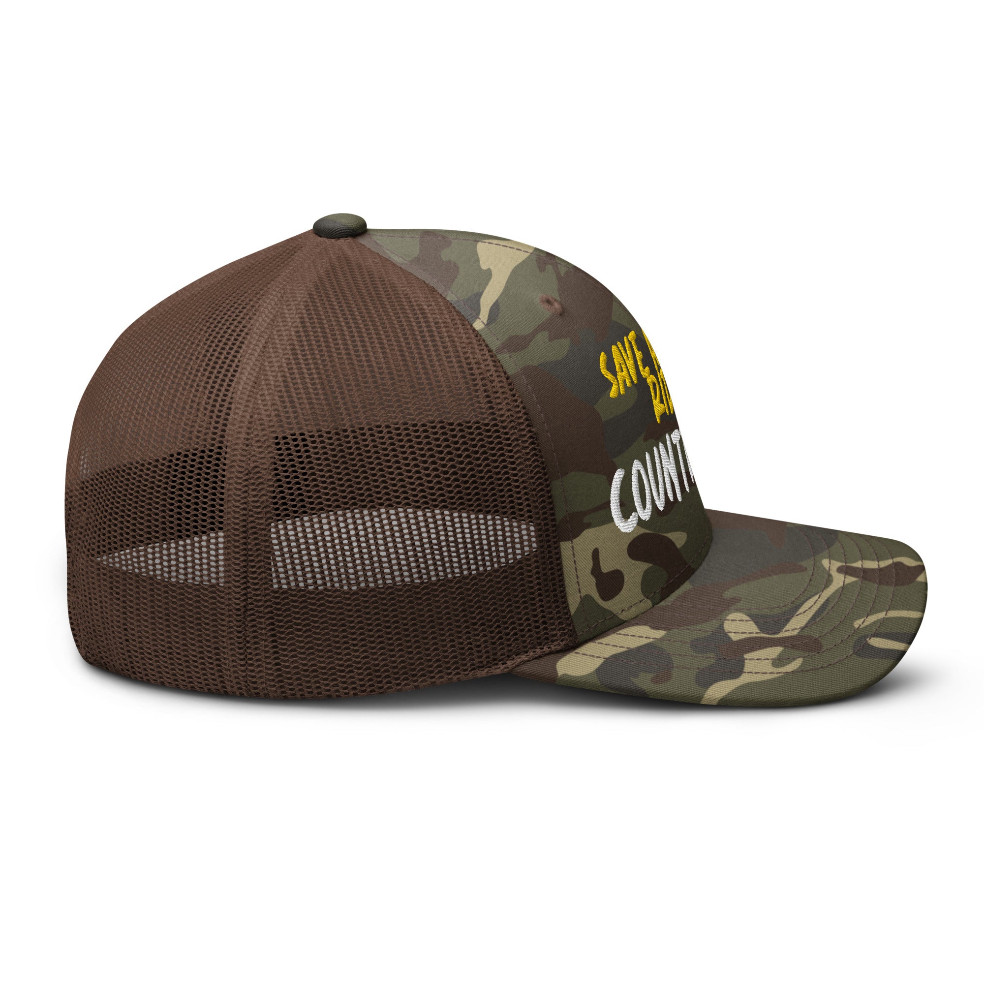 Save A Horse Camo Trucker Hat - Burnt Orange Print - Country Boi Fly