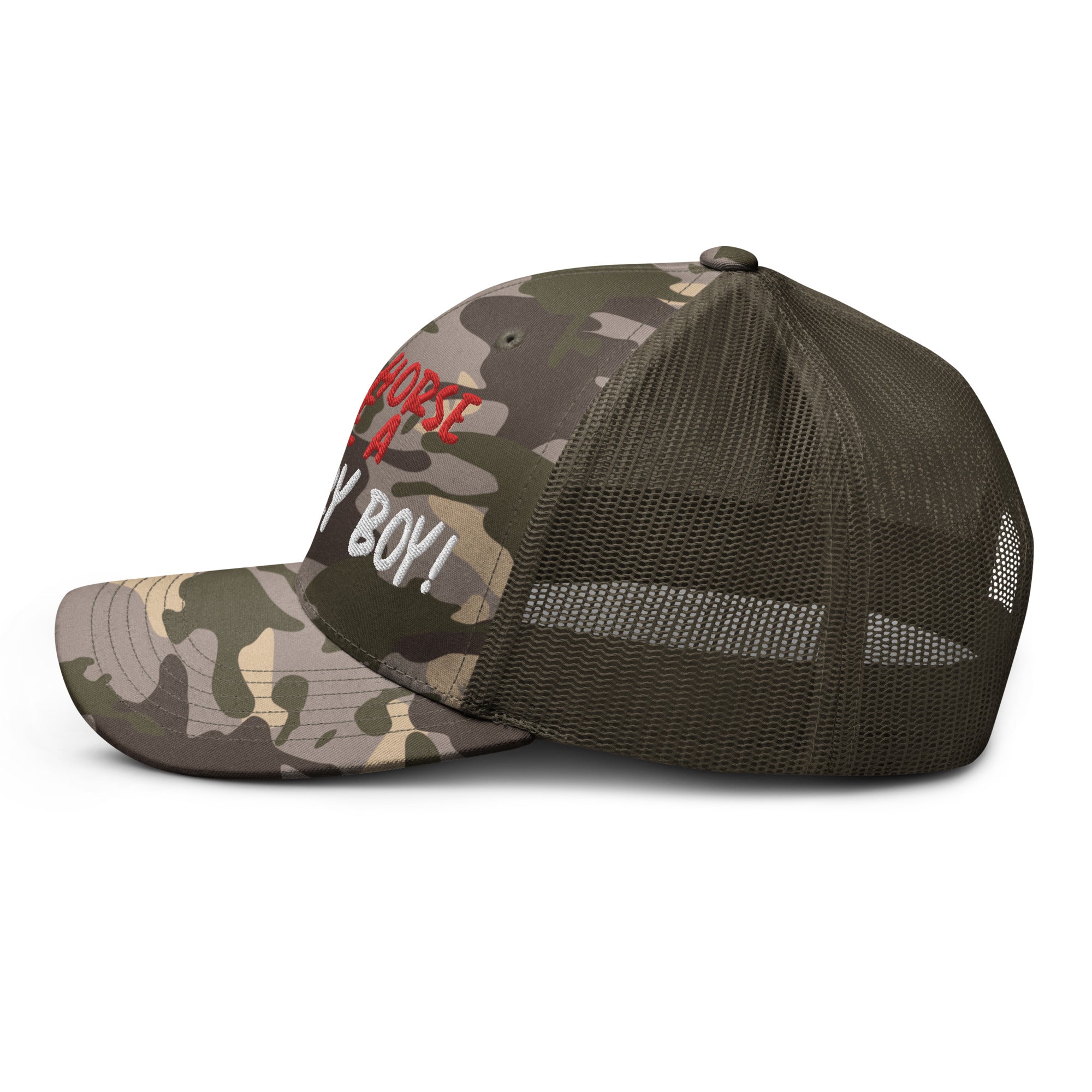 Save A Horse Camo Trucker Hat - Red Print - Country Boi Fly