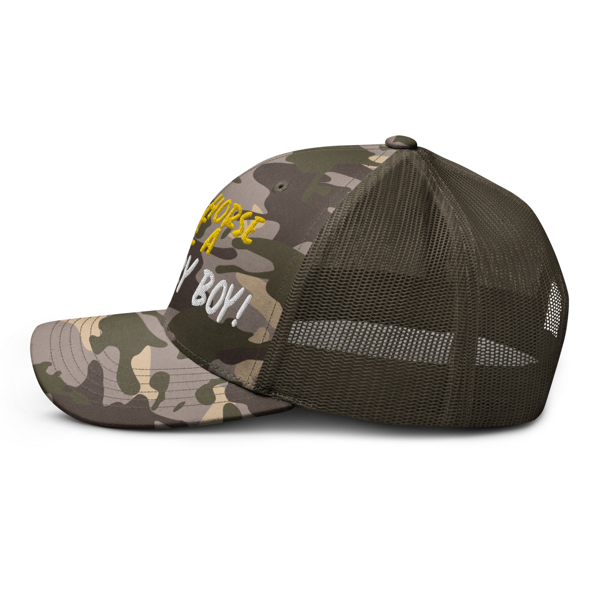 Save A Horse Camo Trucker Hat - Burnt Orange Print - Country Boi Fly