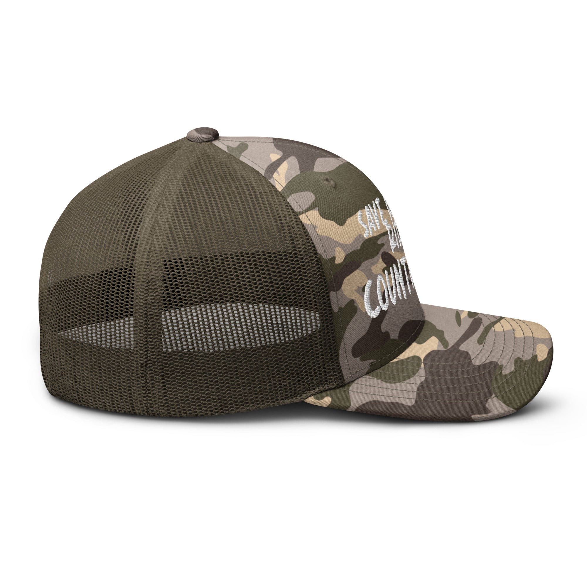 Save A Horse Camo Trucker Hat - White Print - Country Boi Fly