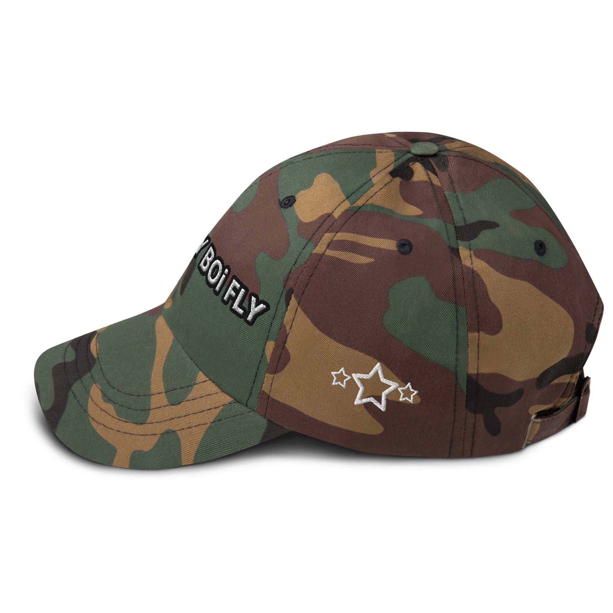 Country Boi Fly Dad Hat - Green Camo with White Print