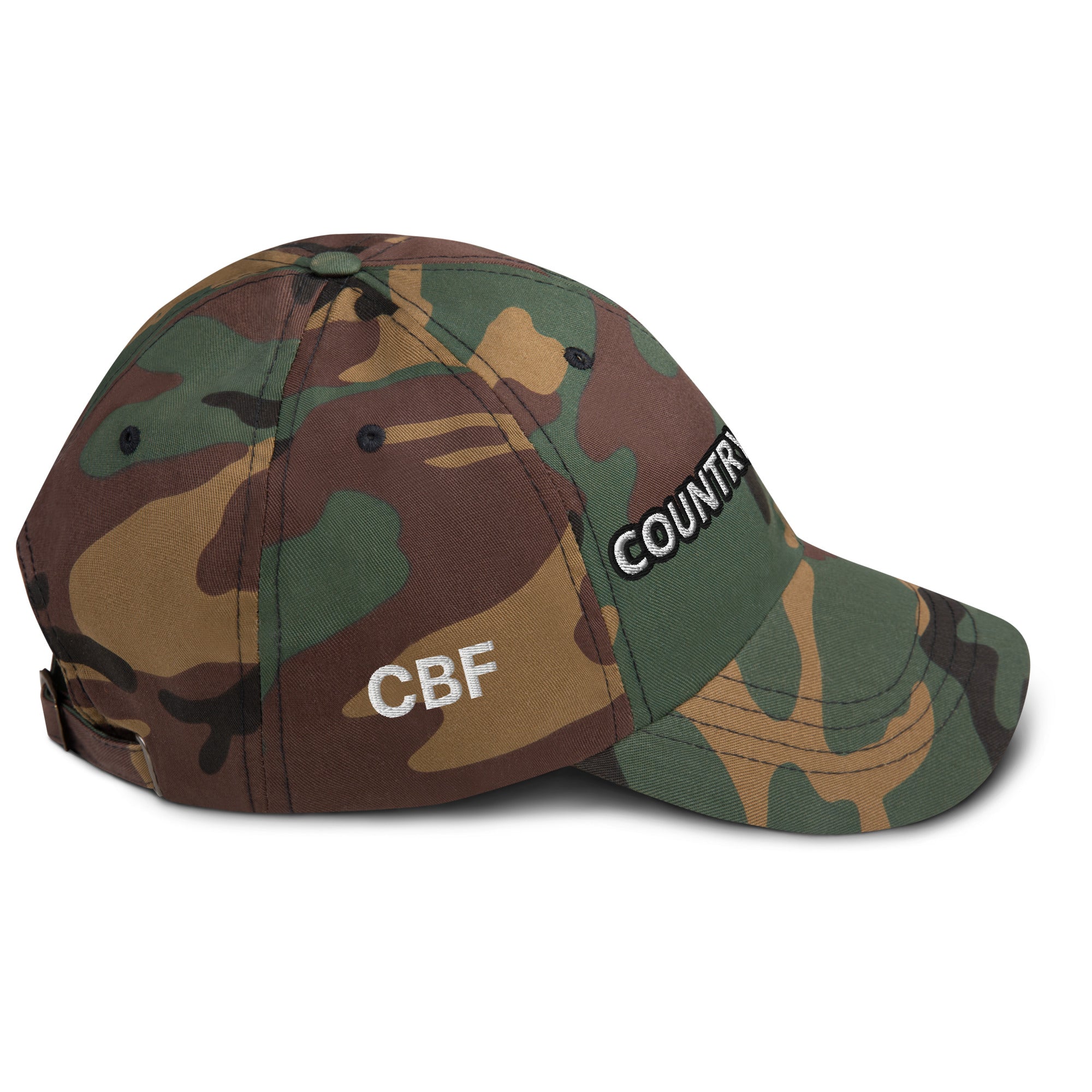 Country Boi Fly Dad Hat - Green Camo with White Print