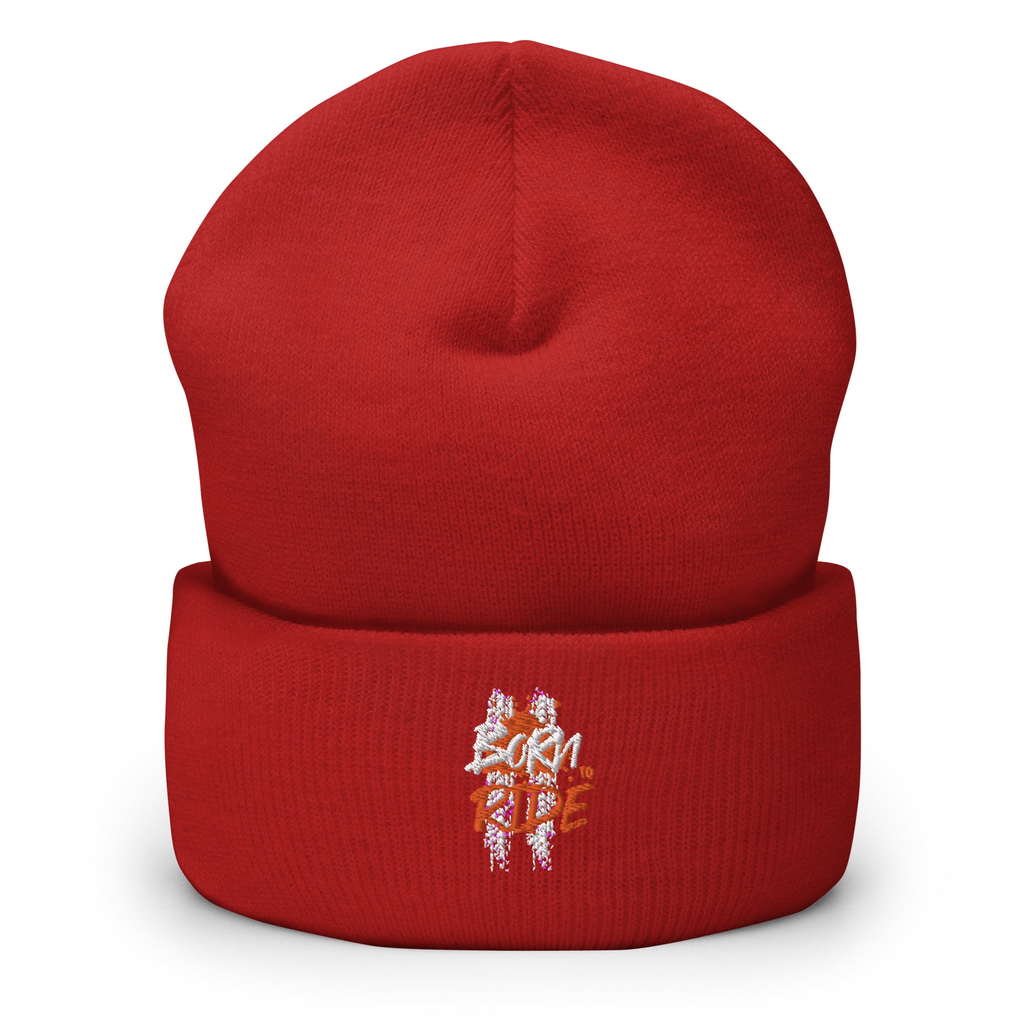 Born to Ride Cuffed Beanie - Red