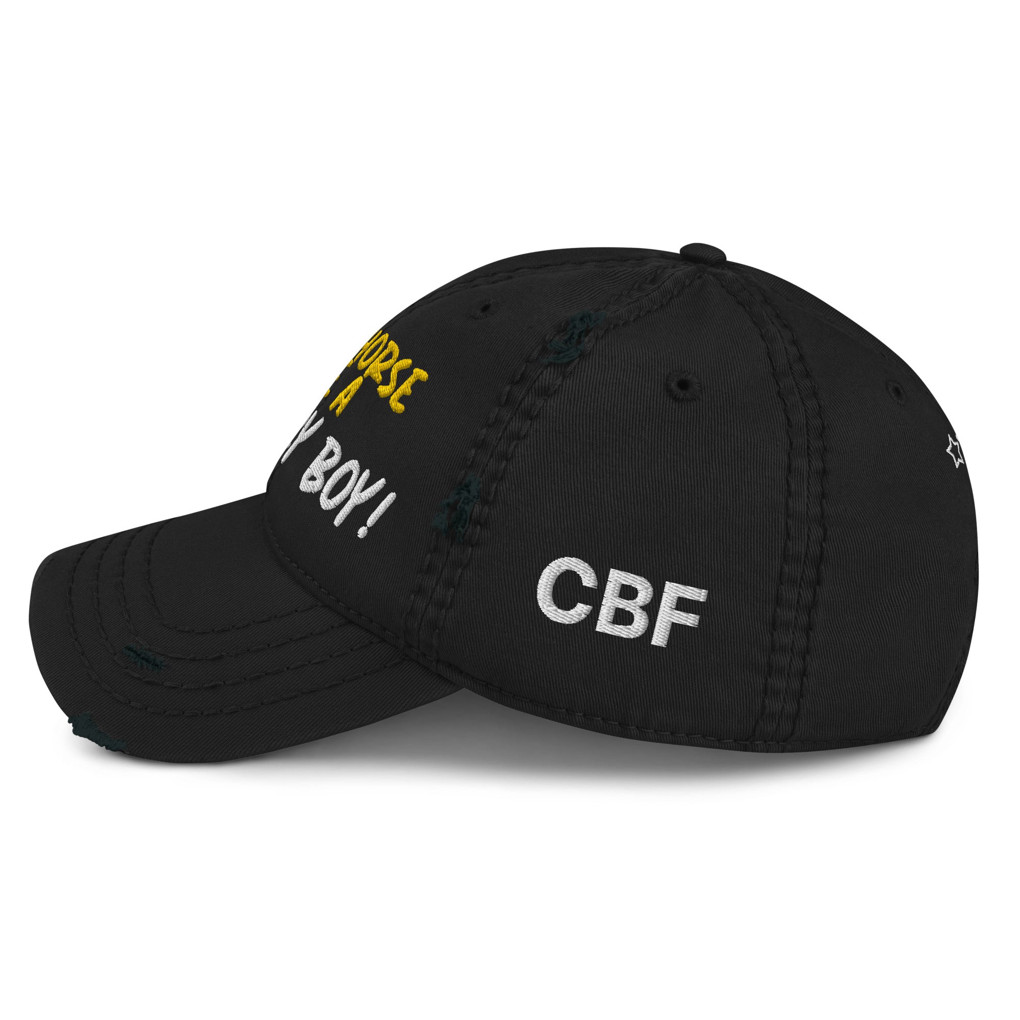 Save A Horse, Ride A Country Boy Distressed Dad Hat - Yellow & White Print - Country Boi Fly