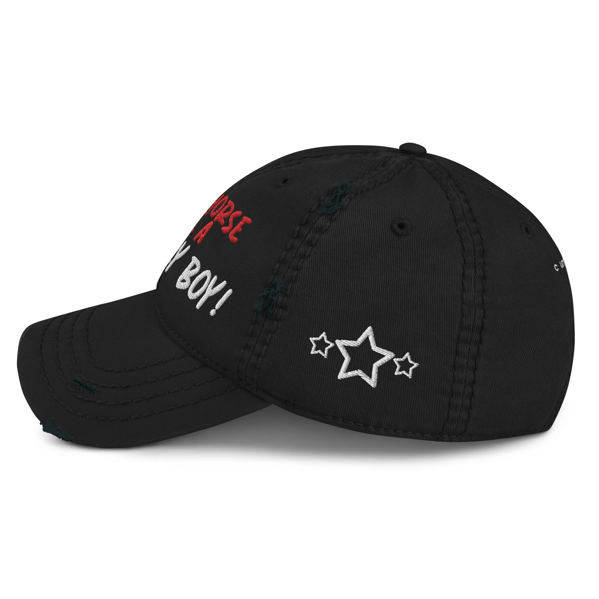 Save A Horse, Ride A Country Boy Distressed Dad Hat - Red & White Print - Country Boi Fly