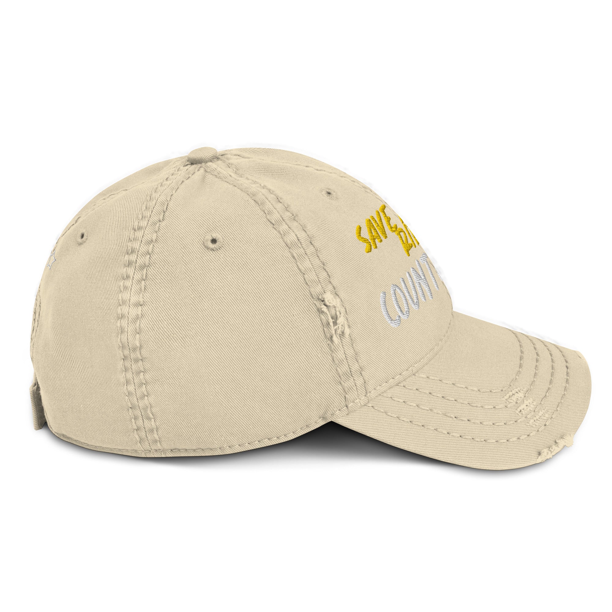 Save A Horse, Ride A Country Boy Distressed Dad Hat - Yellow & White Print - Country Boi Fly