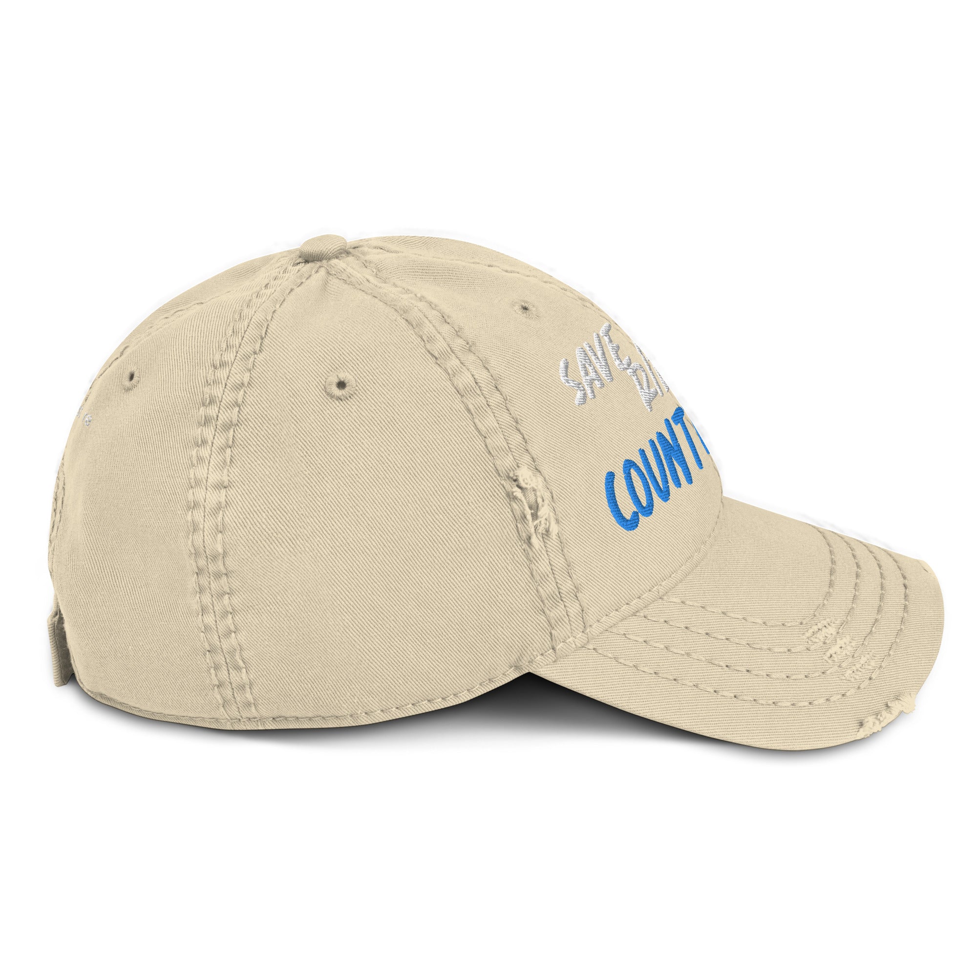 Save A Horse, Ride A Country Boy Distressed Dad Hat - Blue & White Print - Country Boi Fly