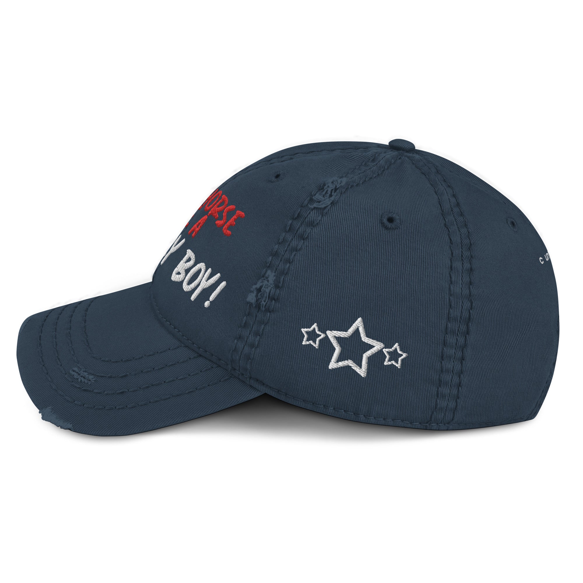 Save A Horse, Ride A Country Boy Distressed Dad Hat - Red & White Print - Country Boi Fly