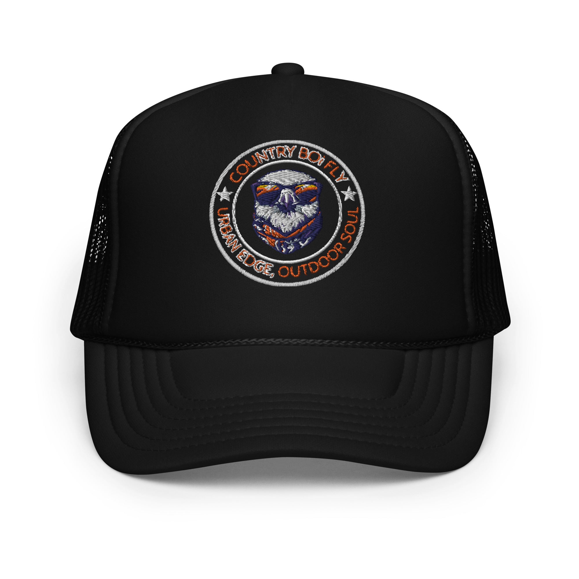 Country Boi Fly Foam Trucker Hat - Black