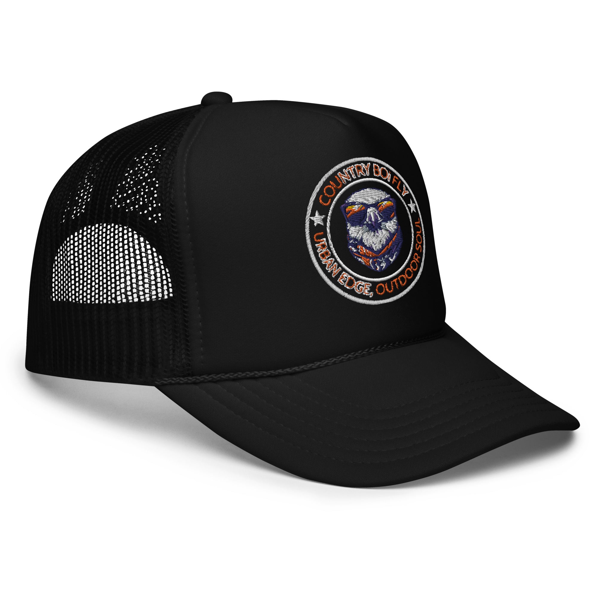 Country Boi Fly Foam Trucker Hat - Black