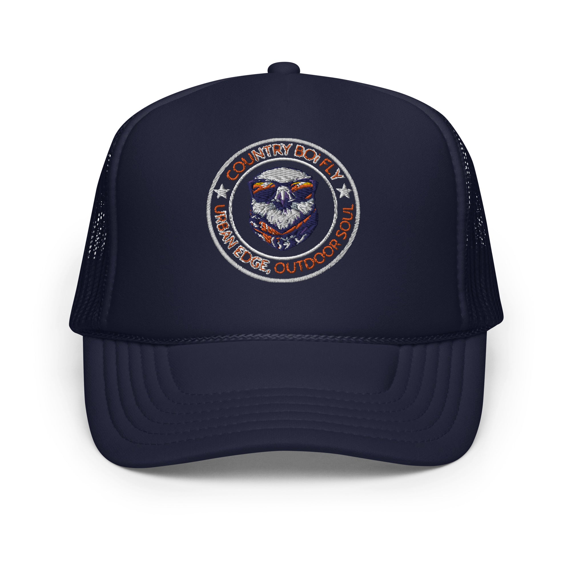 Country Boi Fly Foam Trucker Hat - Navy