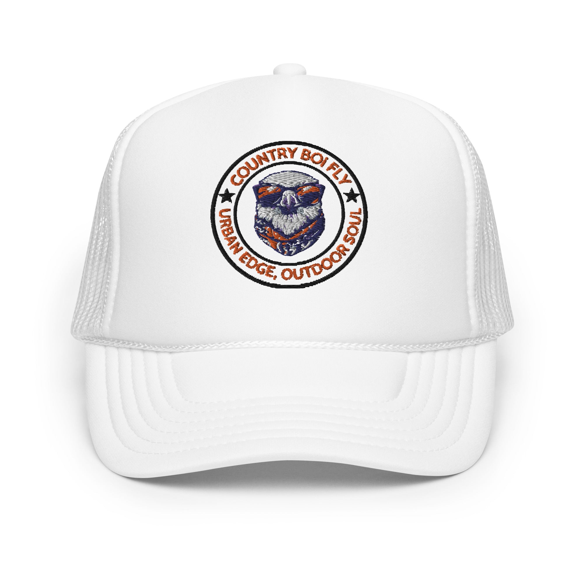 Country Boi Fly Foam Trucker Hat - White