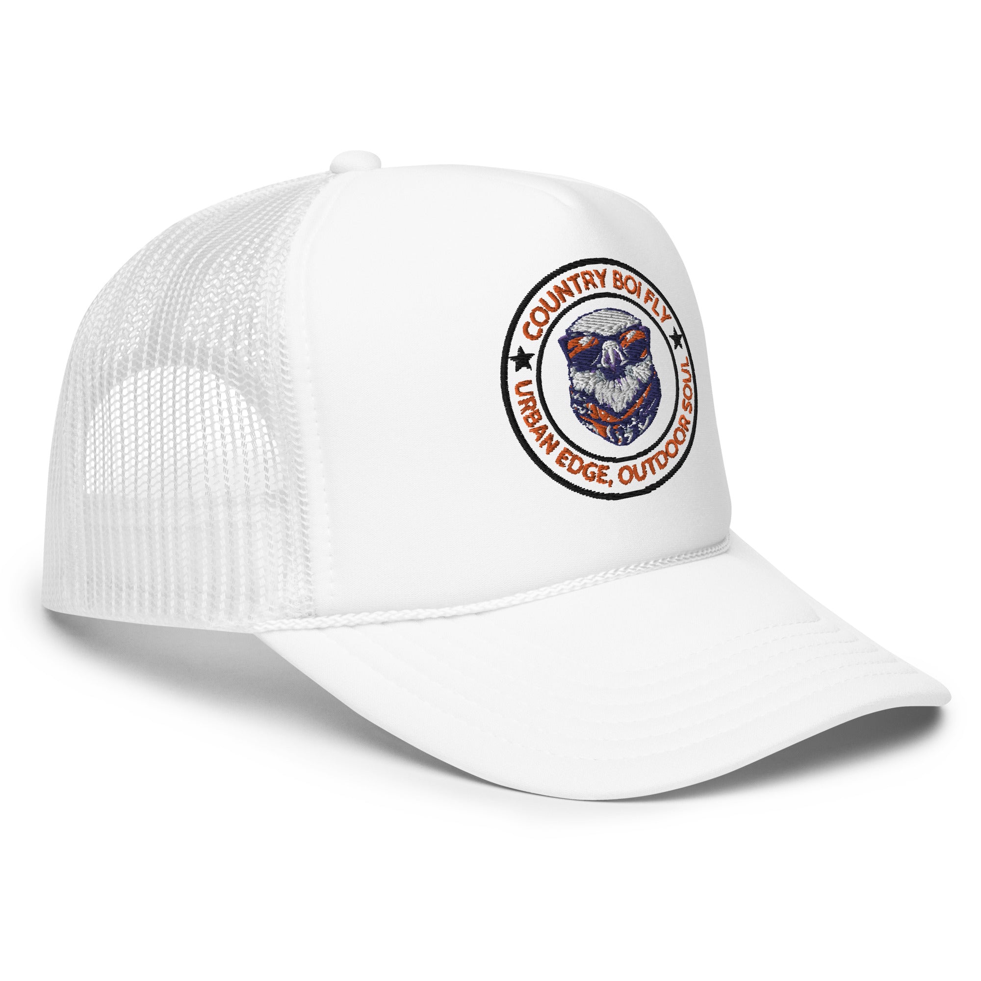 Country Boi Fly Foam Trucker Hat - White