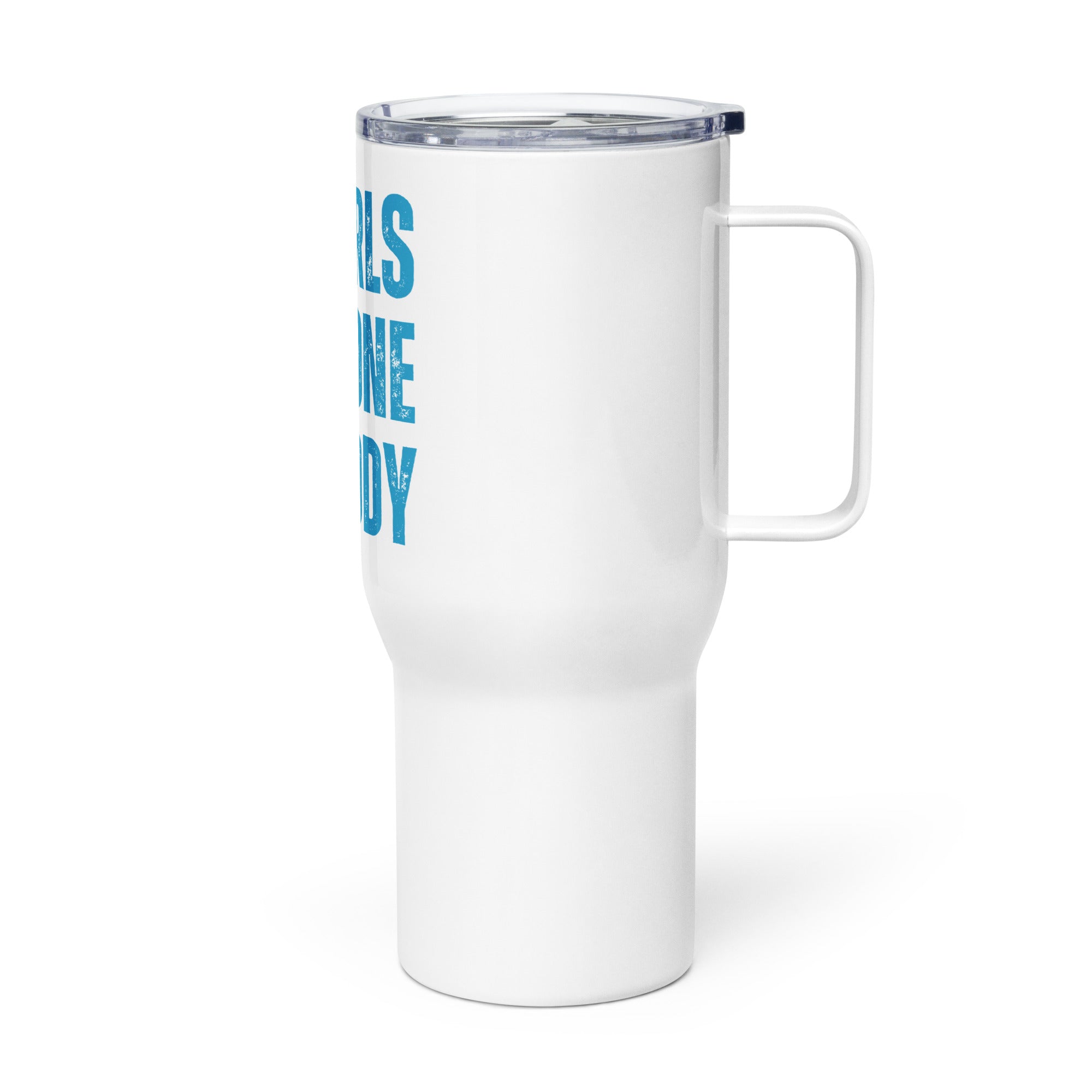 Girls Gone Muddy Travel Mug with Teal Blue Print
