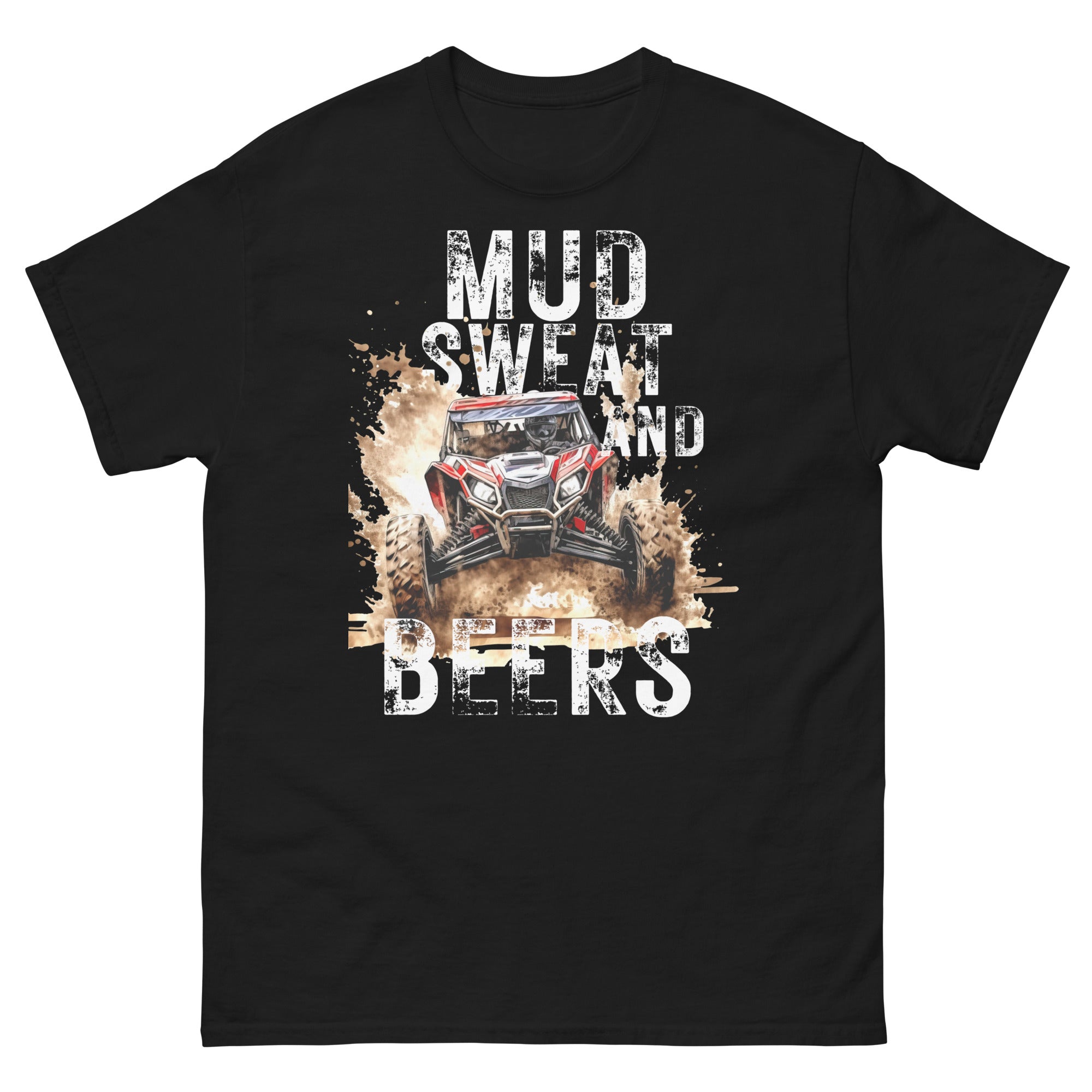 Mud, Sweat, and Beers Unisex Classic Tee - Black with White Print - Country Boi Fly