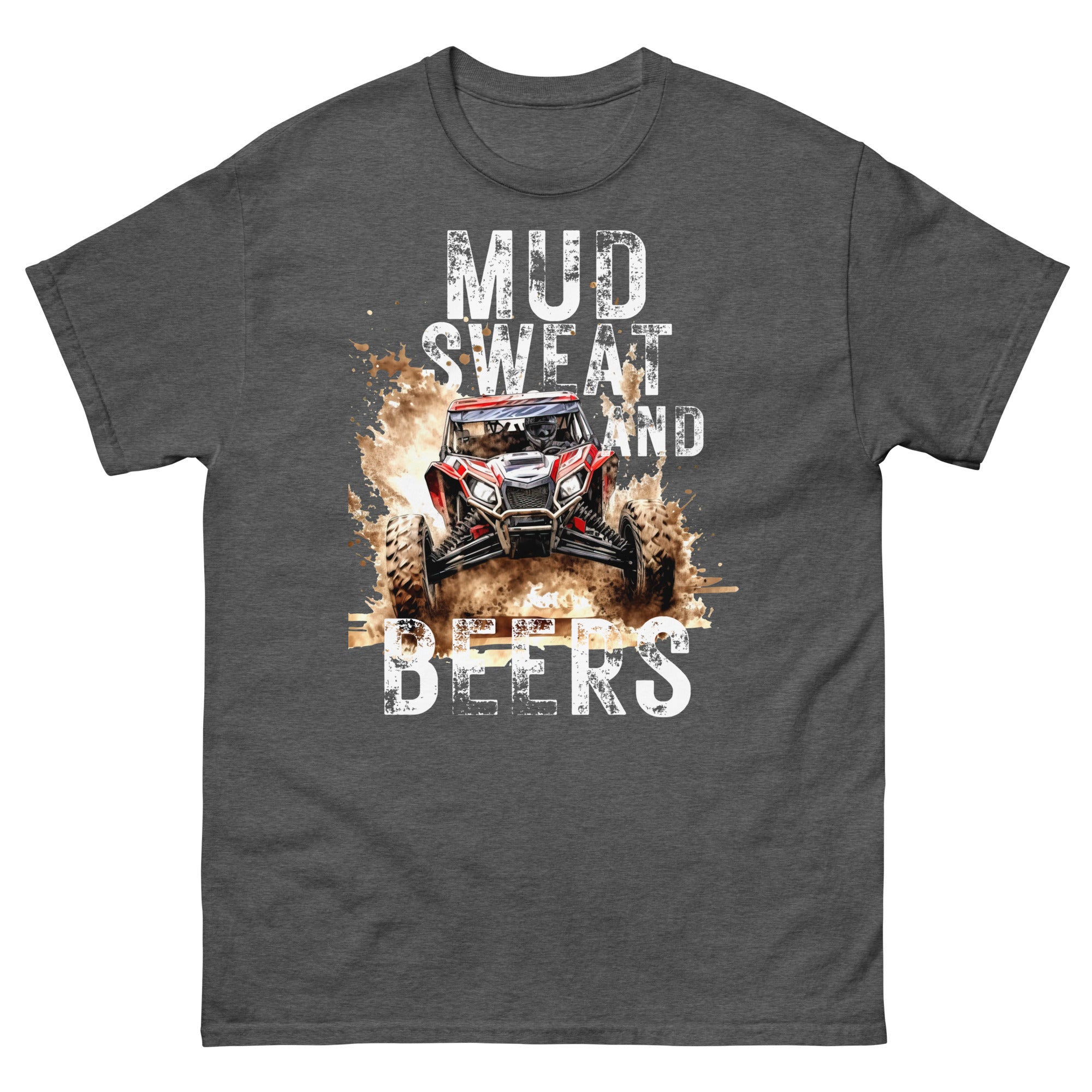 Mud, Sweat, and Beers Unisex Classic Tee - Dark Gray with White Print - Country Boi Fly