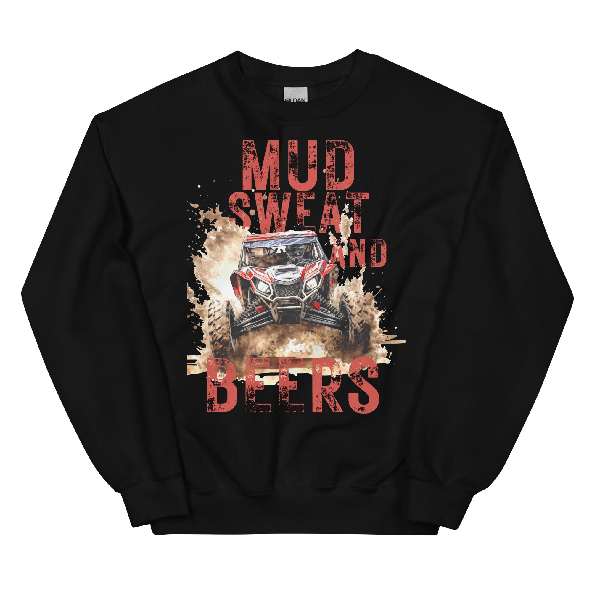 Mud, Sweat, and Beers Unisex Sweatshirt - Black with Red Print - Country Boi Fly