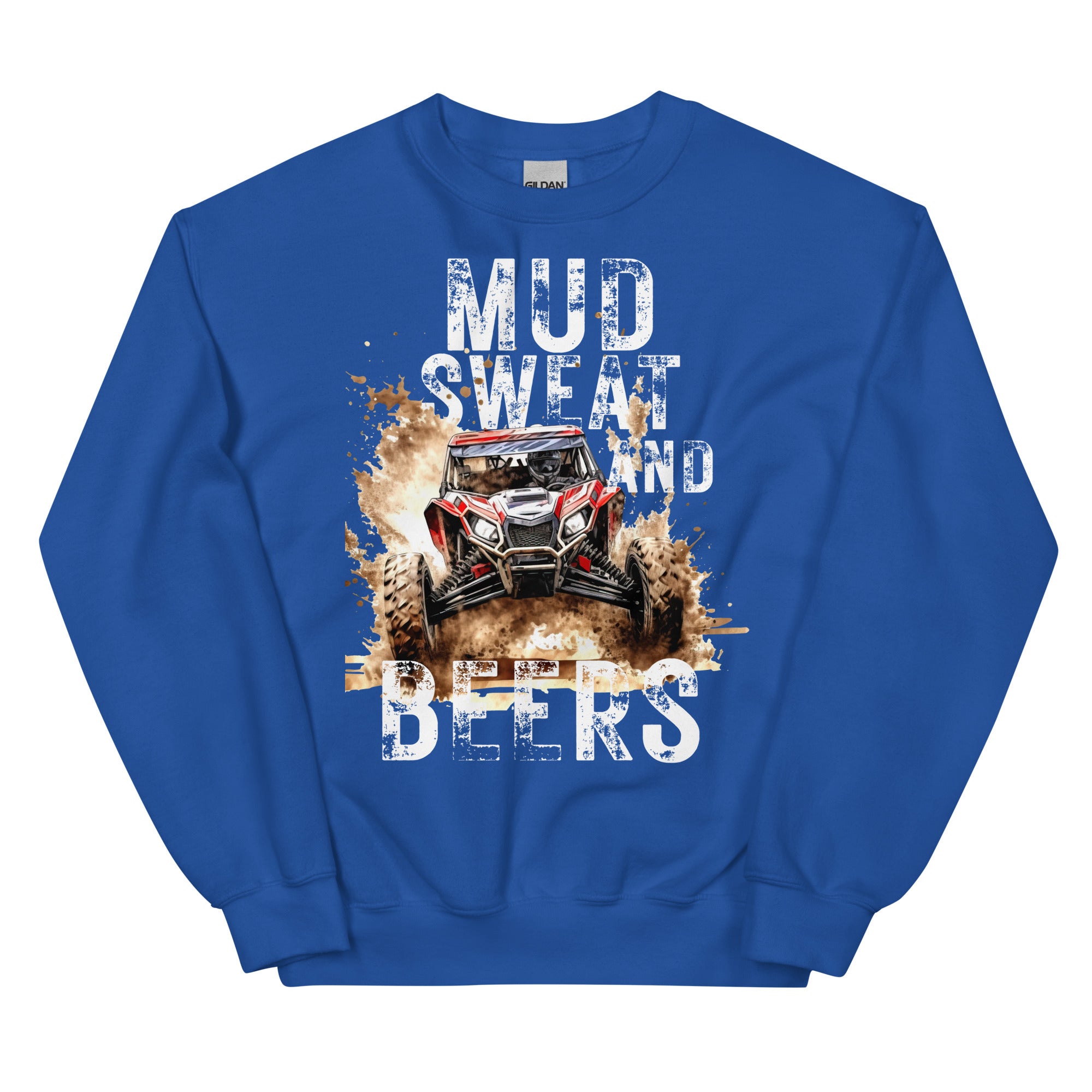 Mud, Sweat, and Beers Unisex Sweatshirt - Royal Blue with White Print - Country Boi Fly