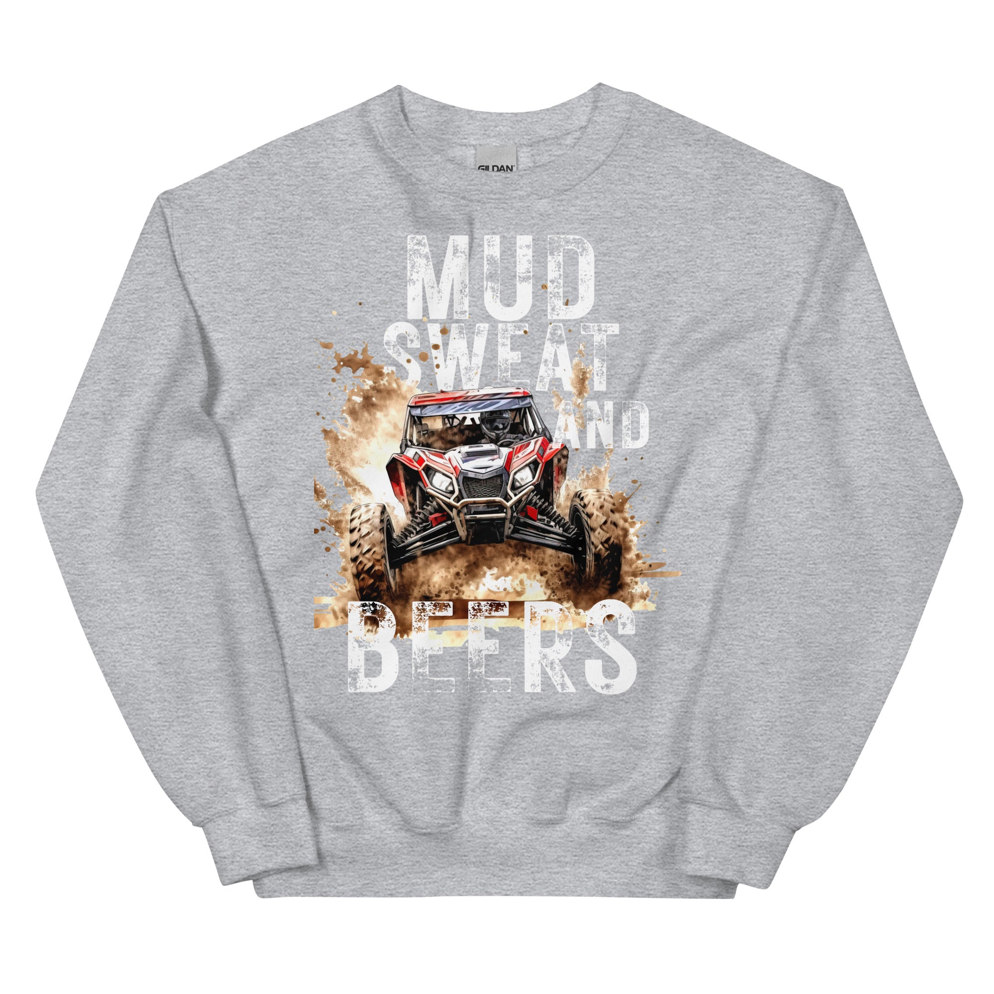 Mud, Sweat, and Beers Unisex Sweatshirt - Gray with White Print - Country Boi Fly